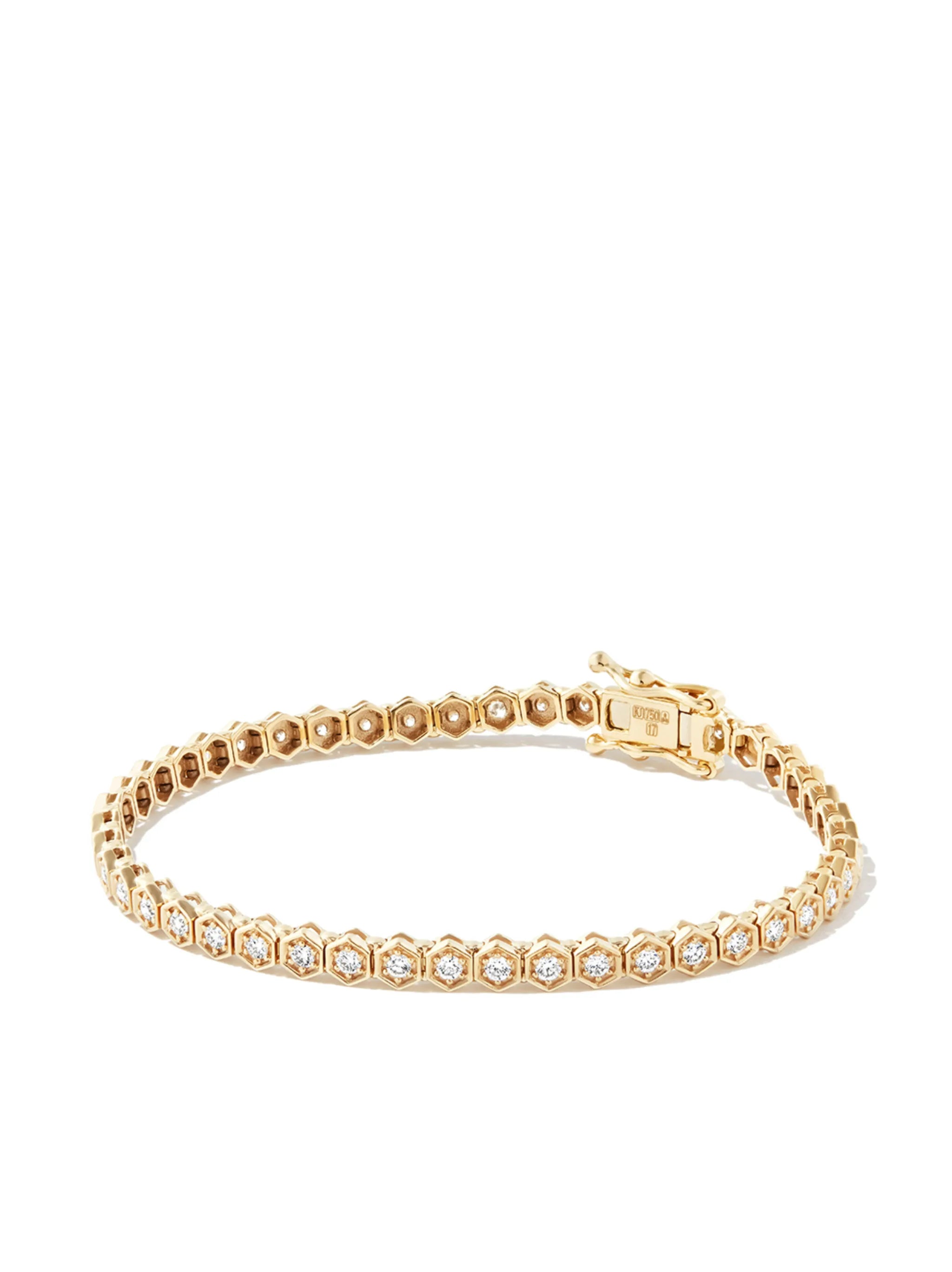 18kt yellow gold Hexagon diamond tennis bracelet