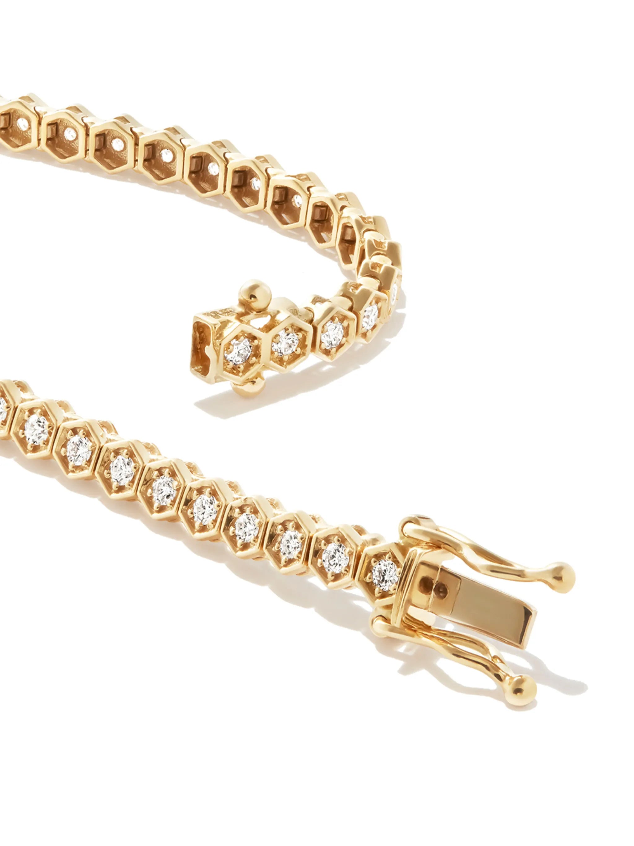 18kt yellow gold Hexagon diamond tennis bracelet