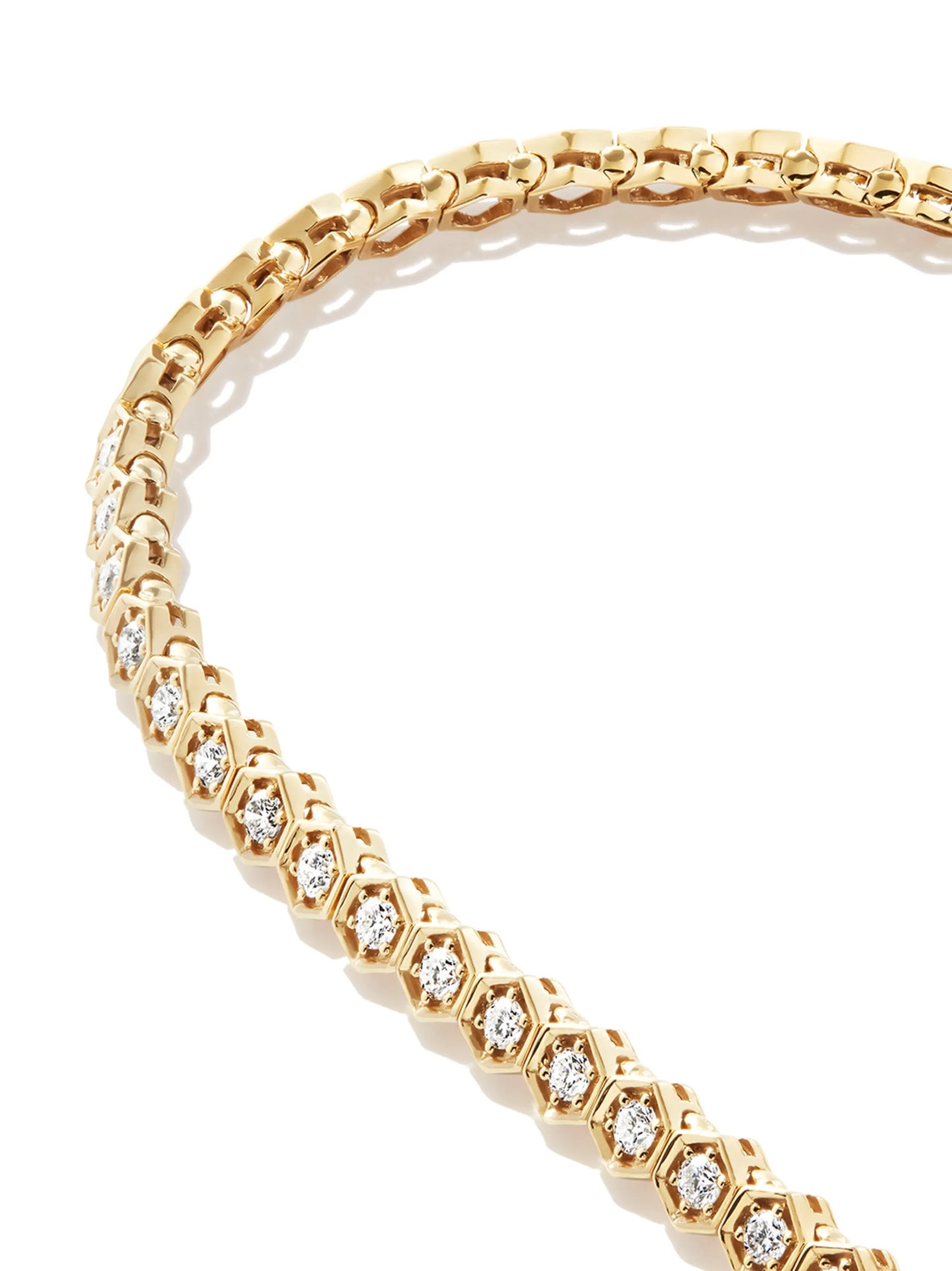 18kt yellow gold Hexagon diamond tennis bracelet