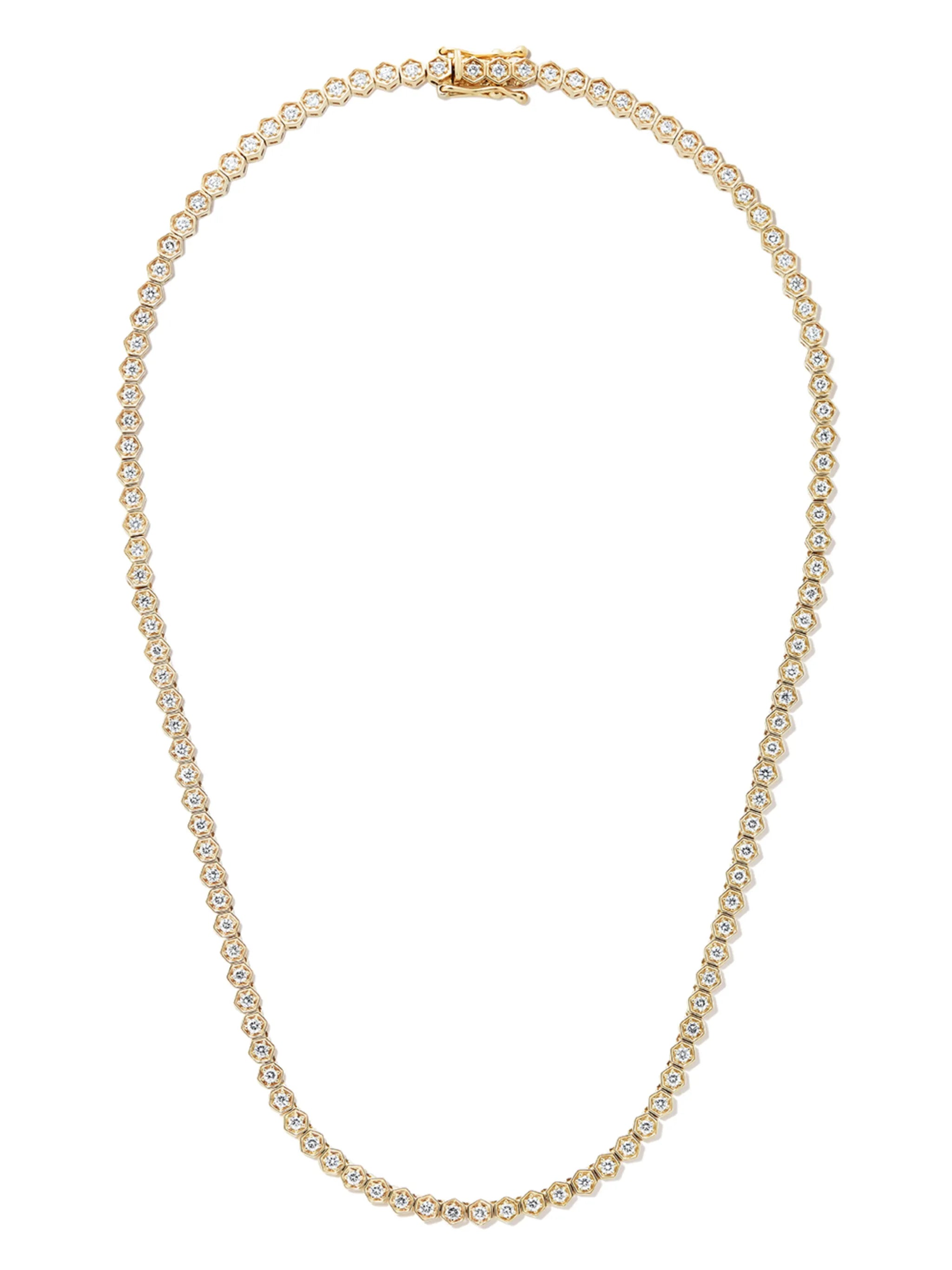 18kt yellow gold Hexagon diamond necklace