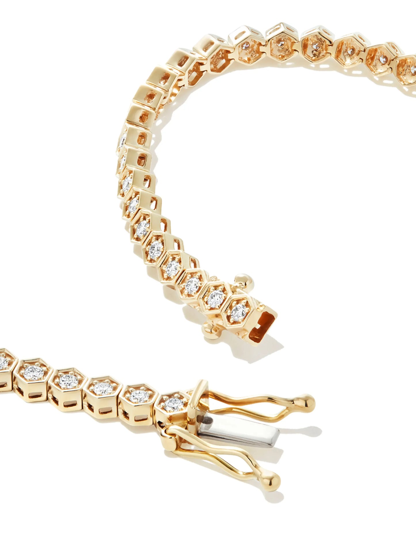 18kt yellow gold Hexagon diamond necklace