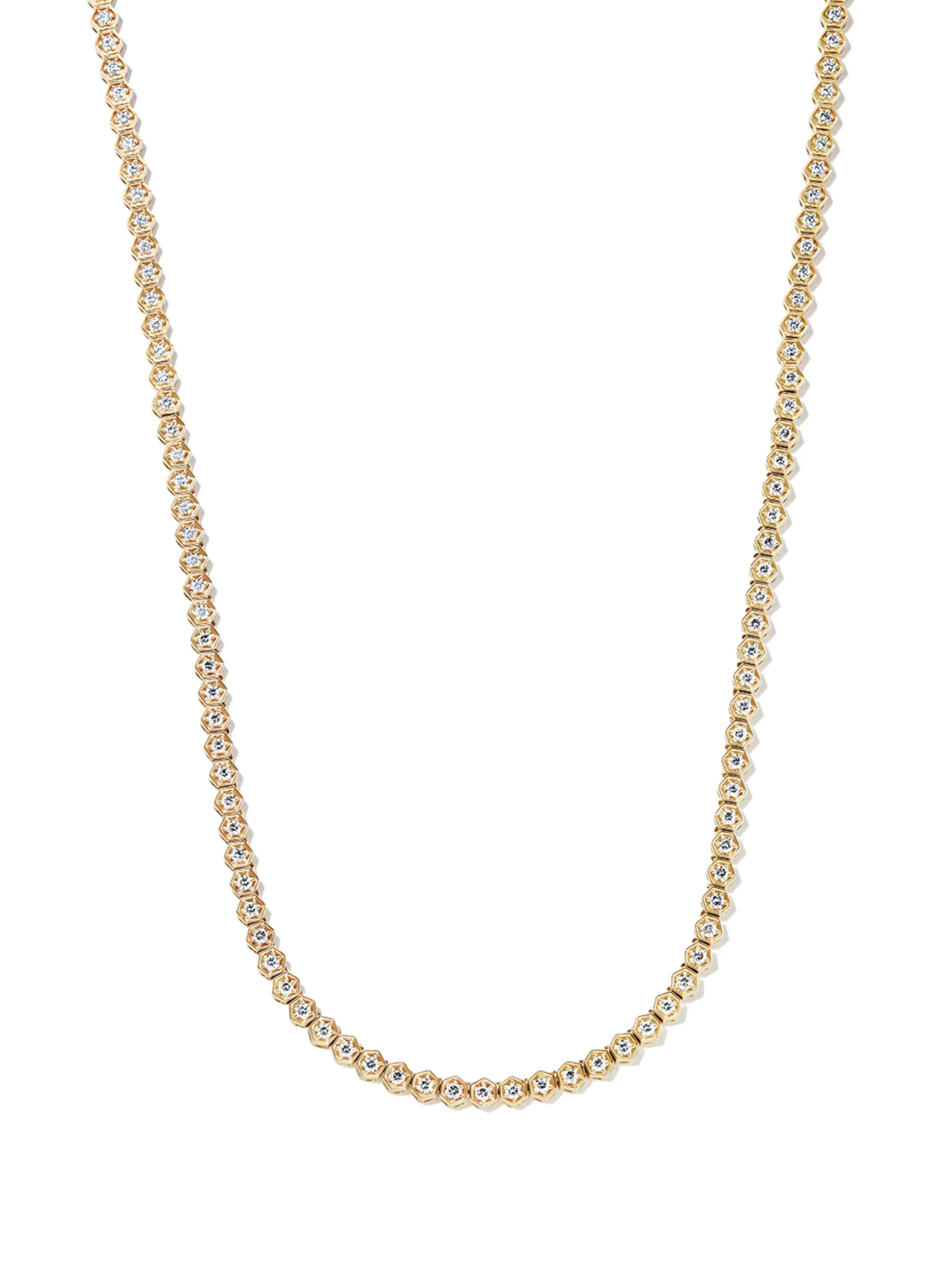 18kt yellow gold Hexagon diamond necklace