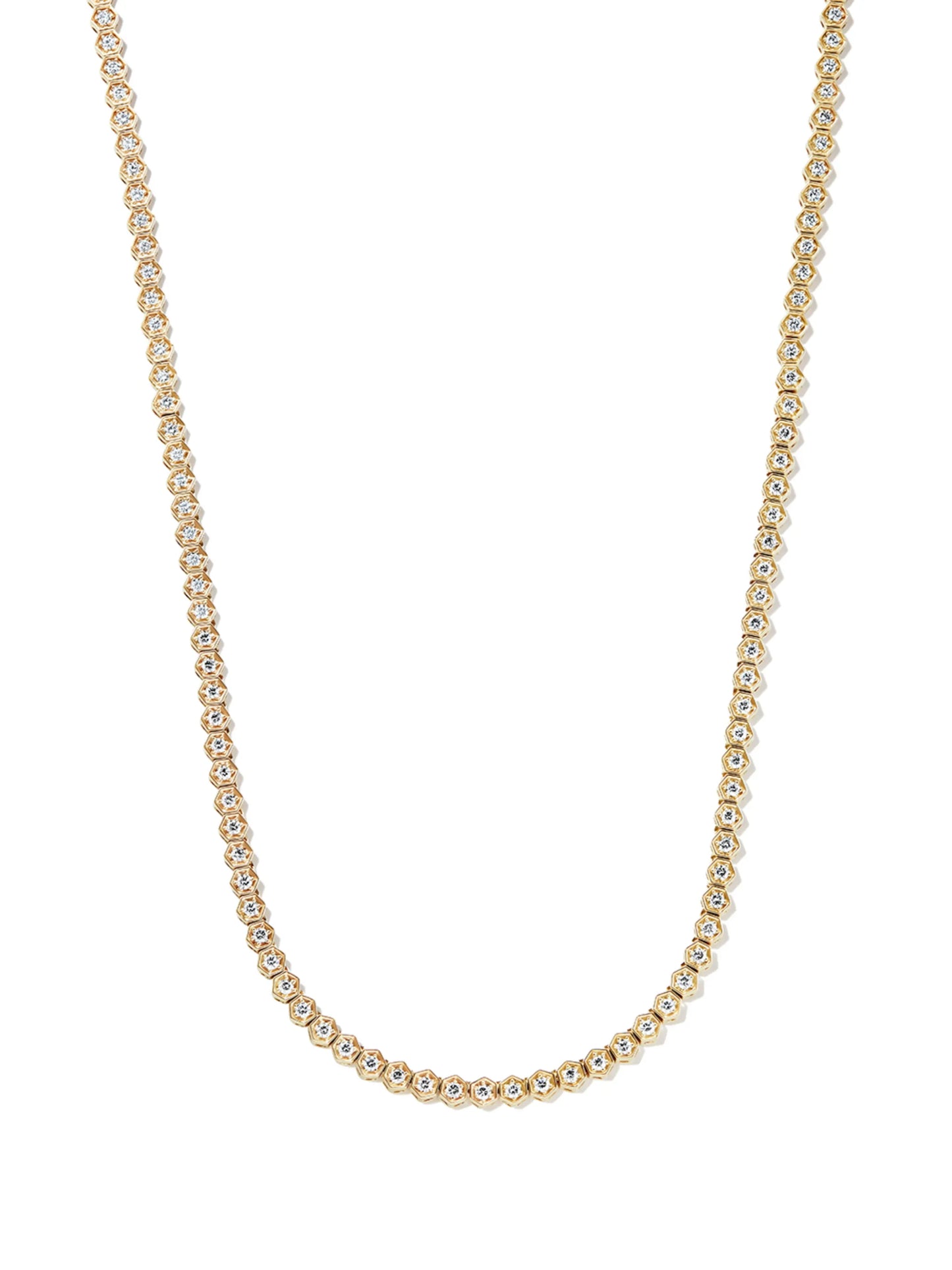 18kt yellow gold Hexagon diamond necklace