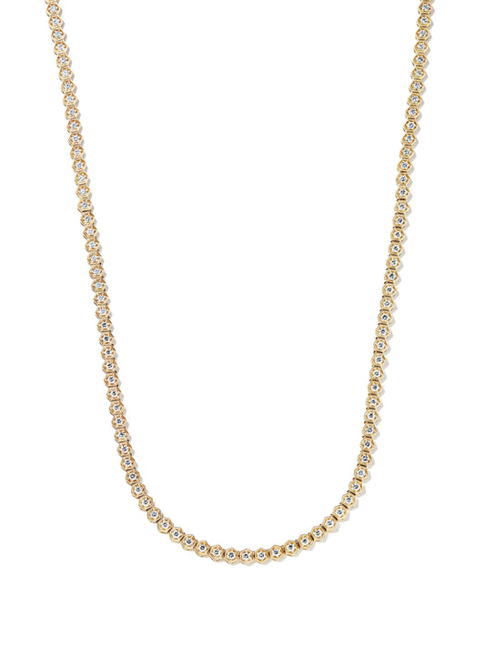 18kt yellow gold Hexagon diamond necklace