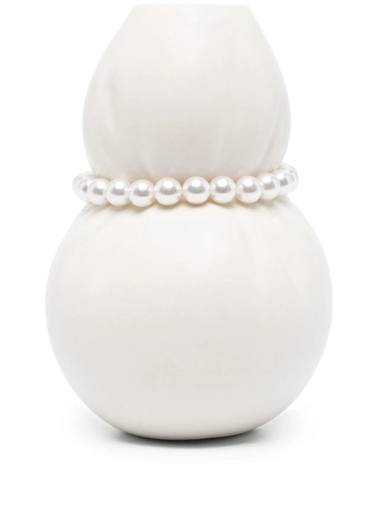 faux-pearl detail ceramic vase