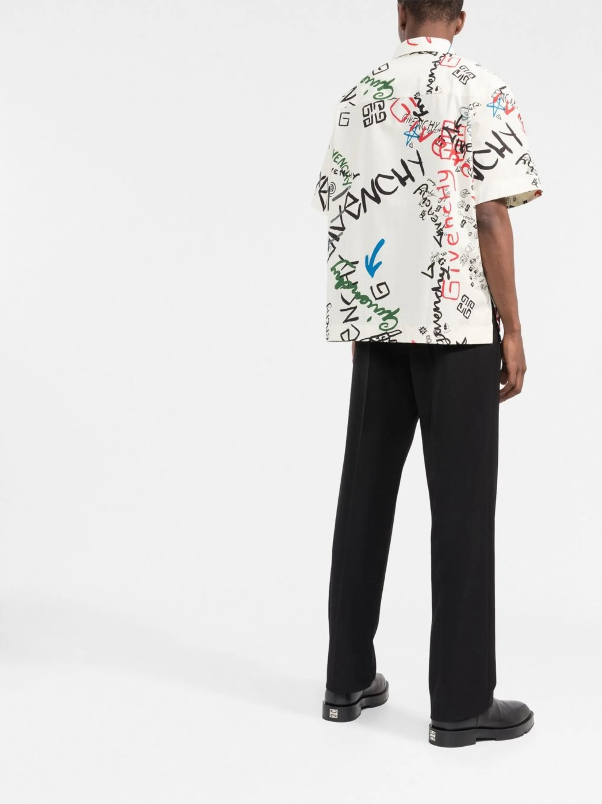 graffiti-print zip-front shirt
