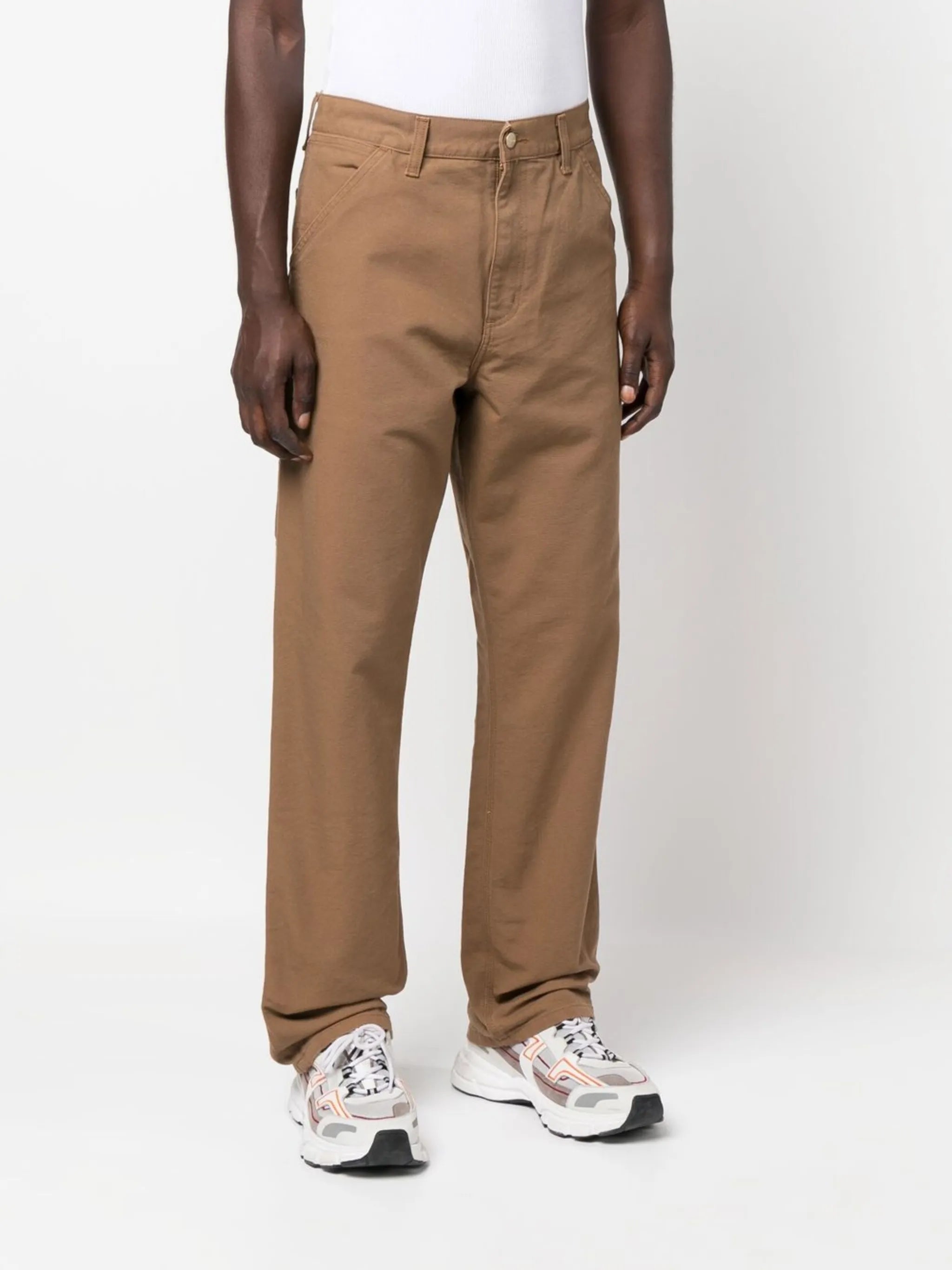 logo-patch straight leg trousers