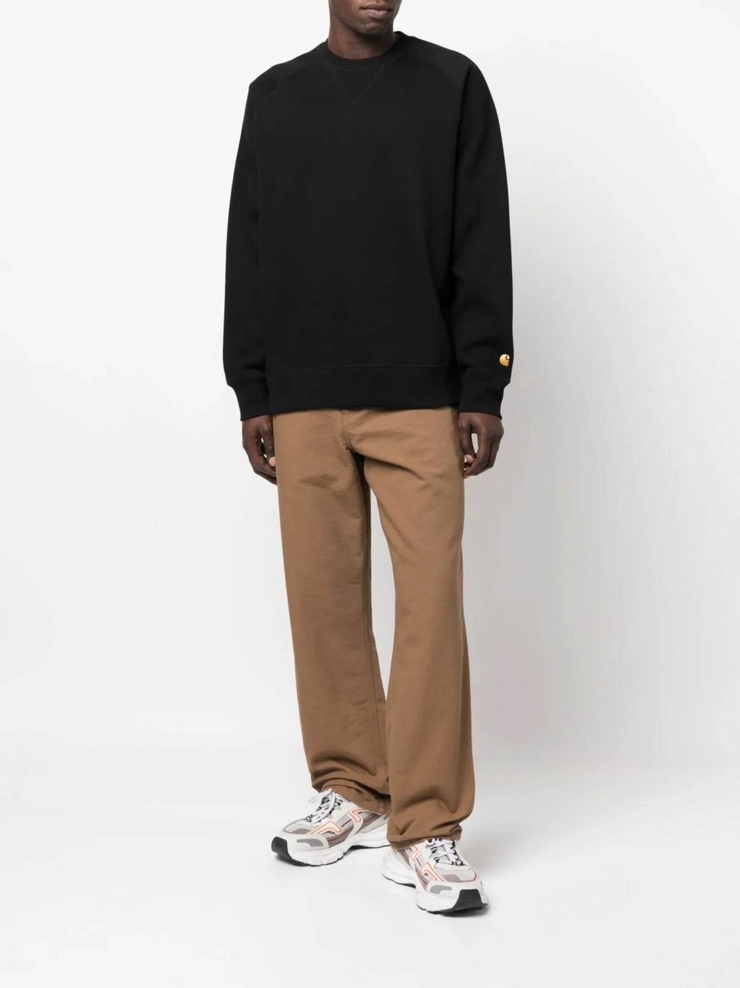logo-patch straight leg trousers