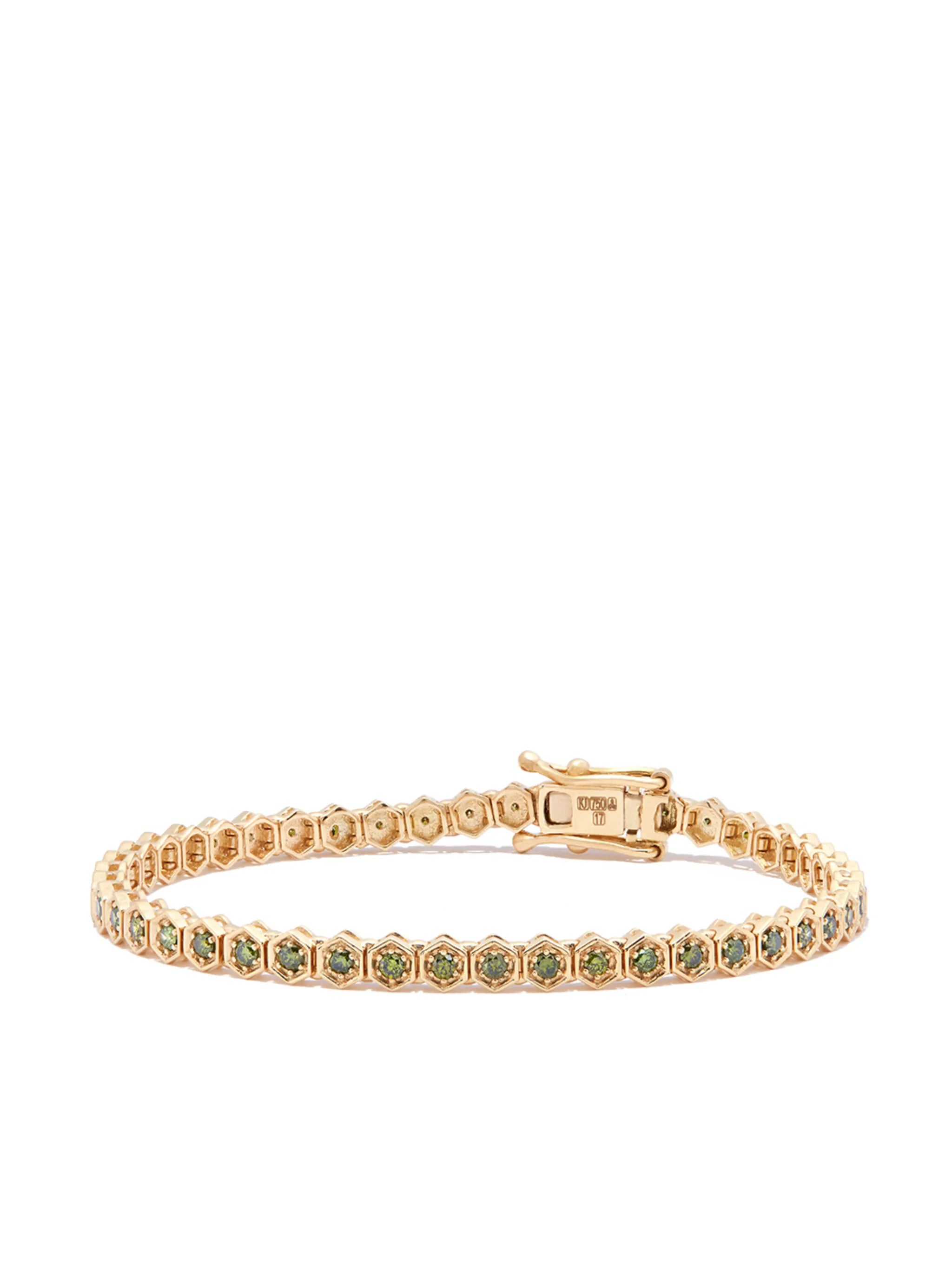 18kt yellow gold Hexagon diamond tennis bracelet