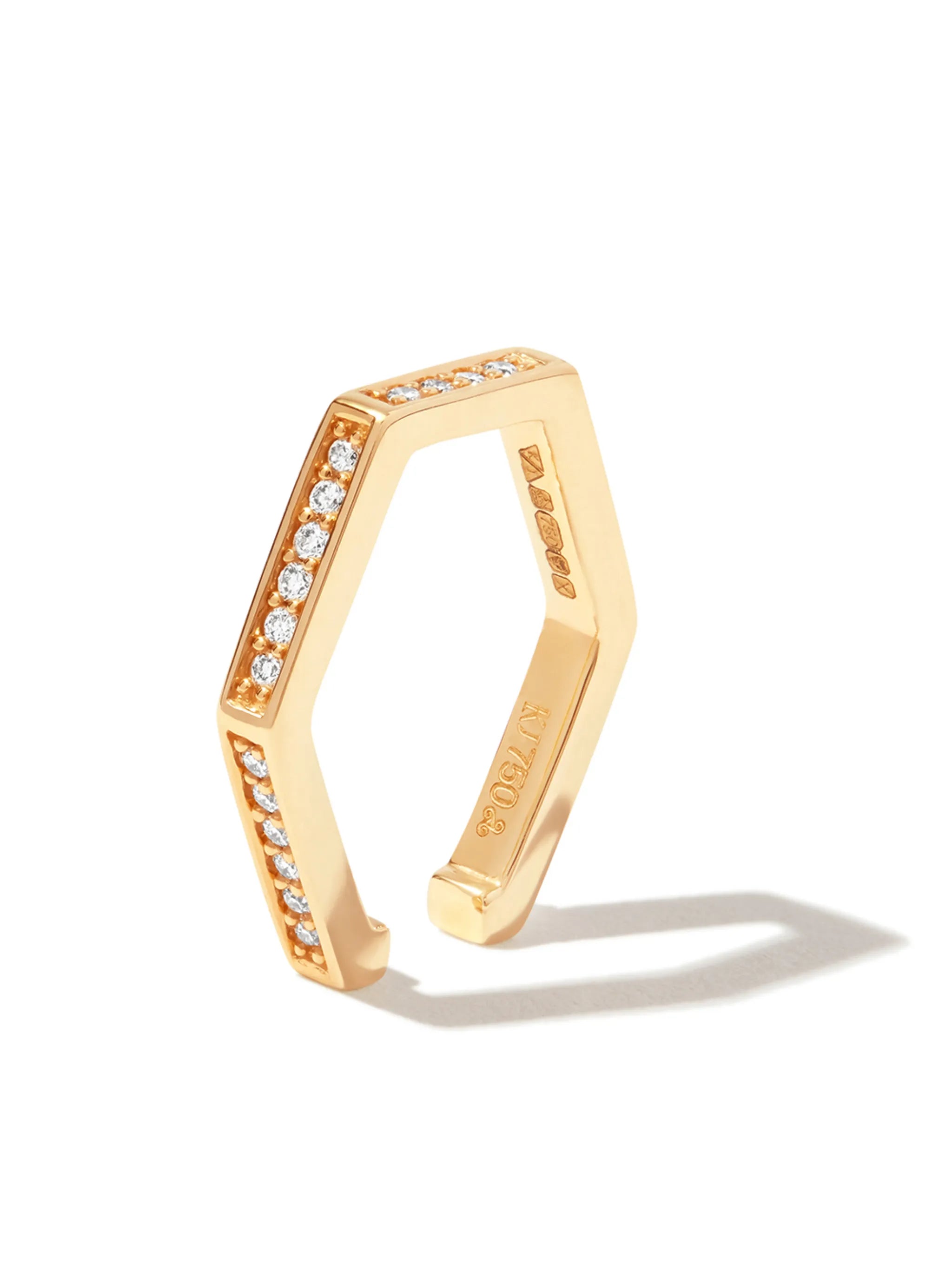 18kt yellow gold Hexagon diamond ear cuff