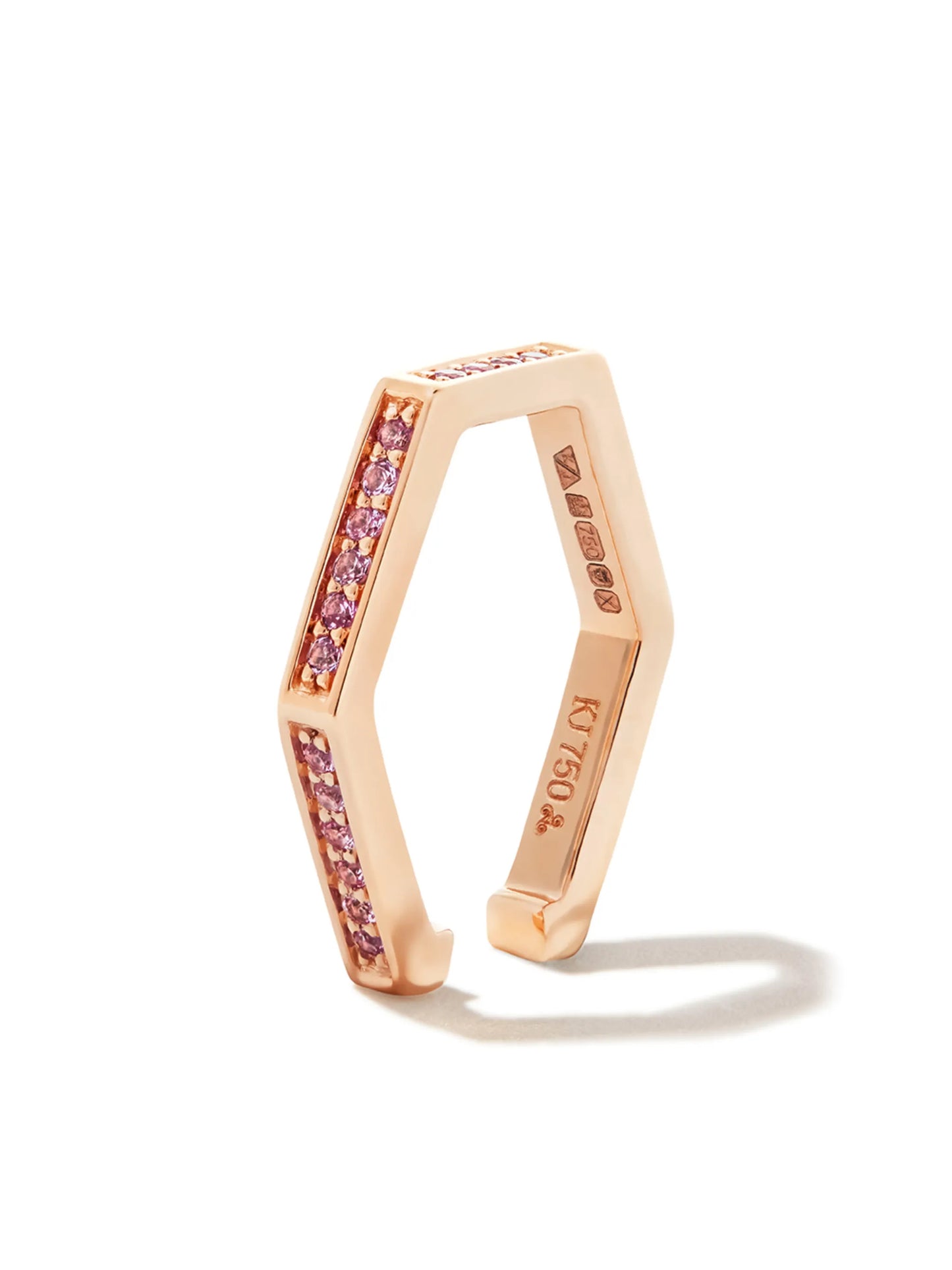 18kt rose gold Hexagon sapphire ear cuff