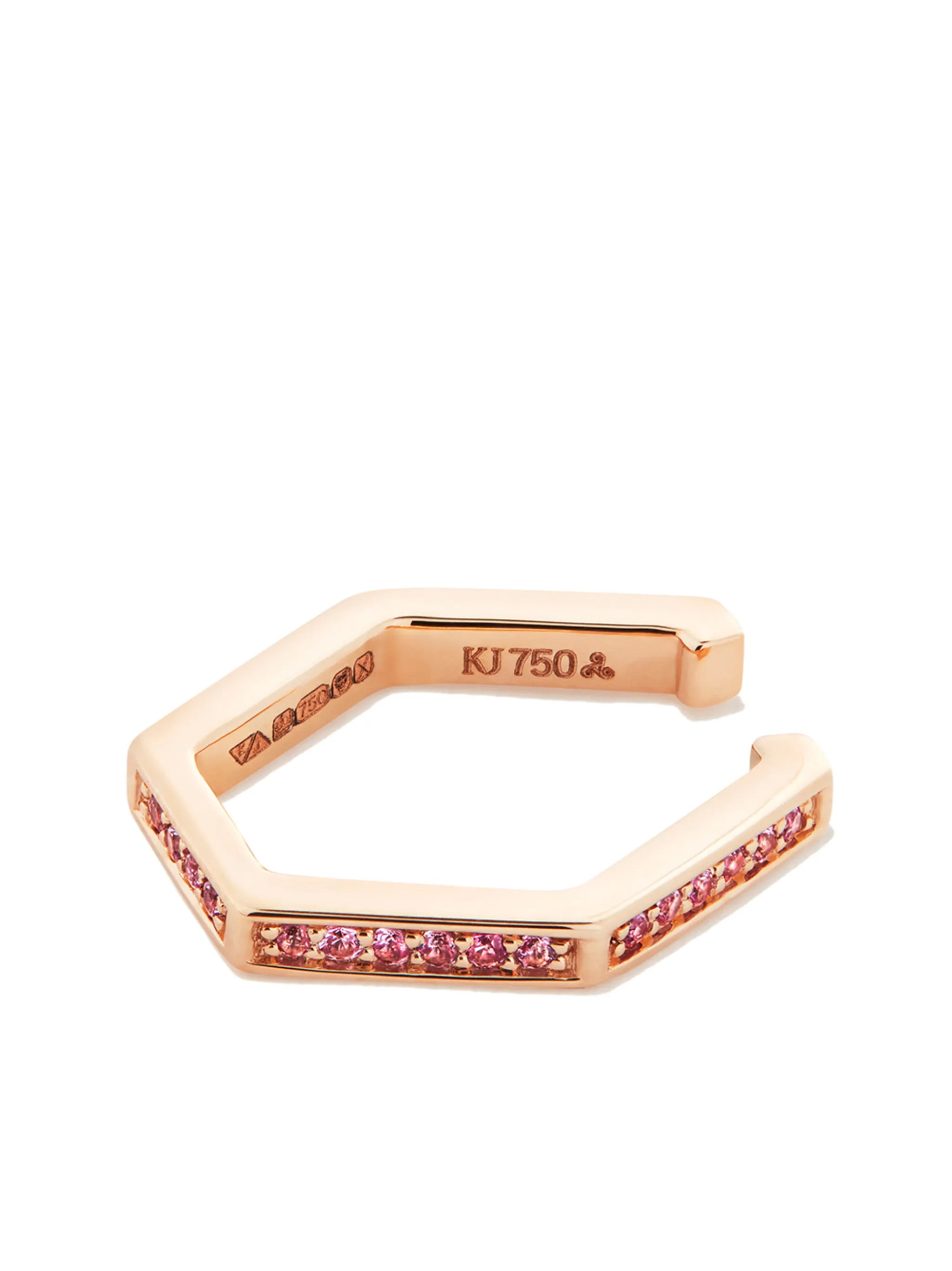 18kt rose gold Hexagon sapphire ear cuff