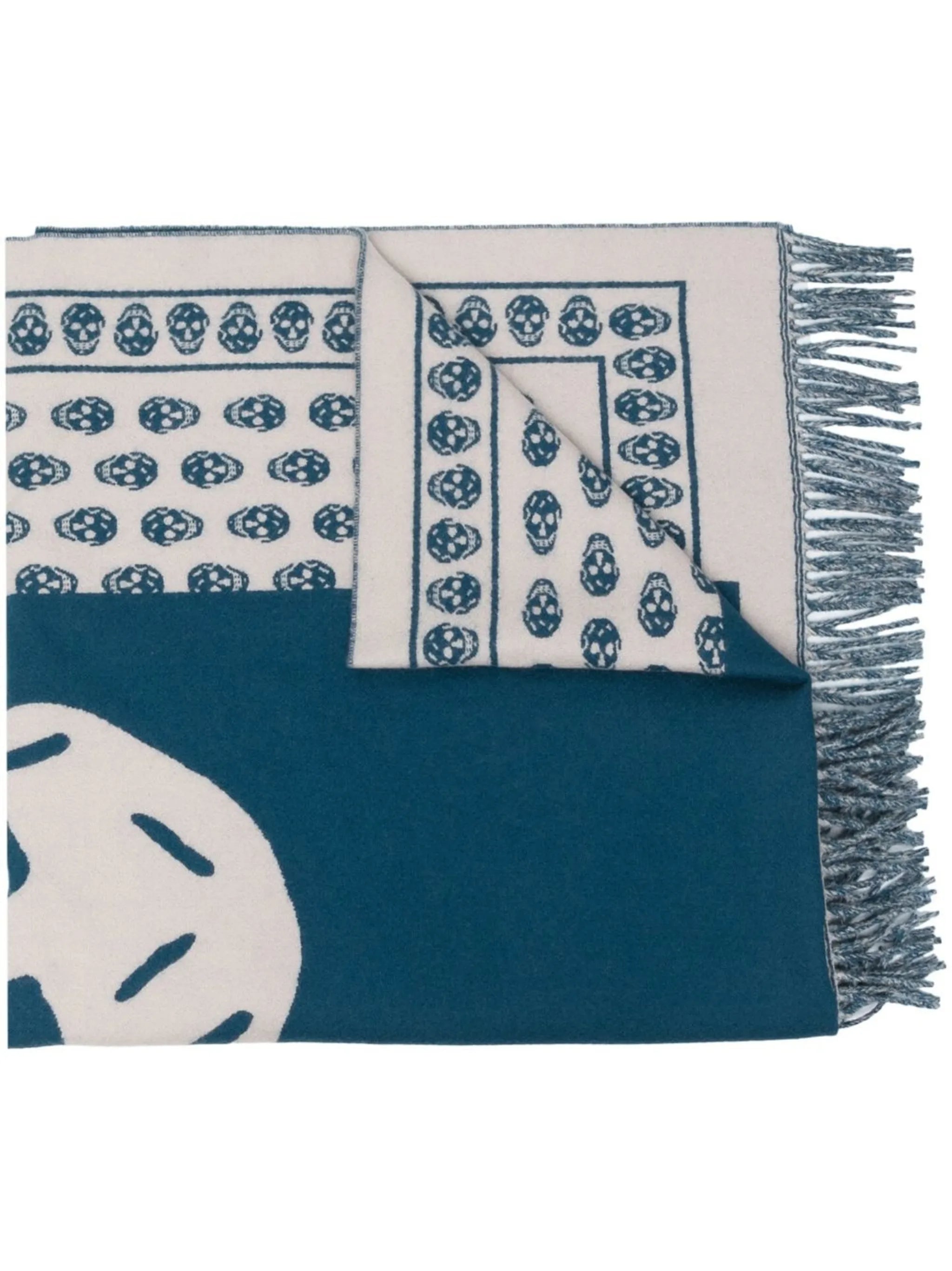 skull-print fringed scarf