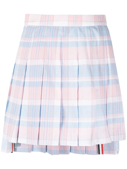 checked pleated miniskirt
