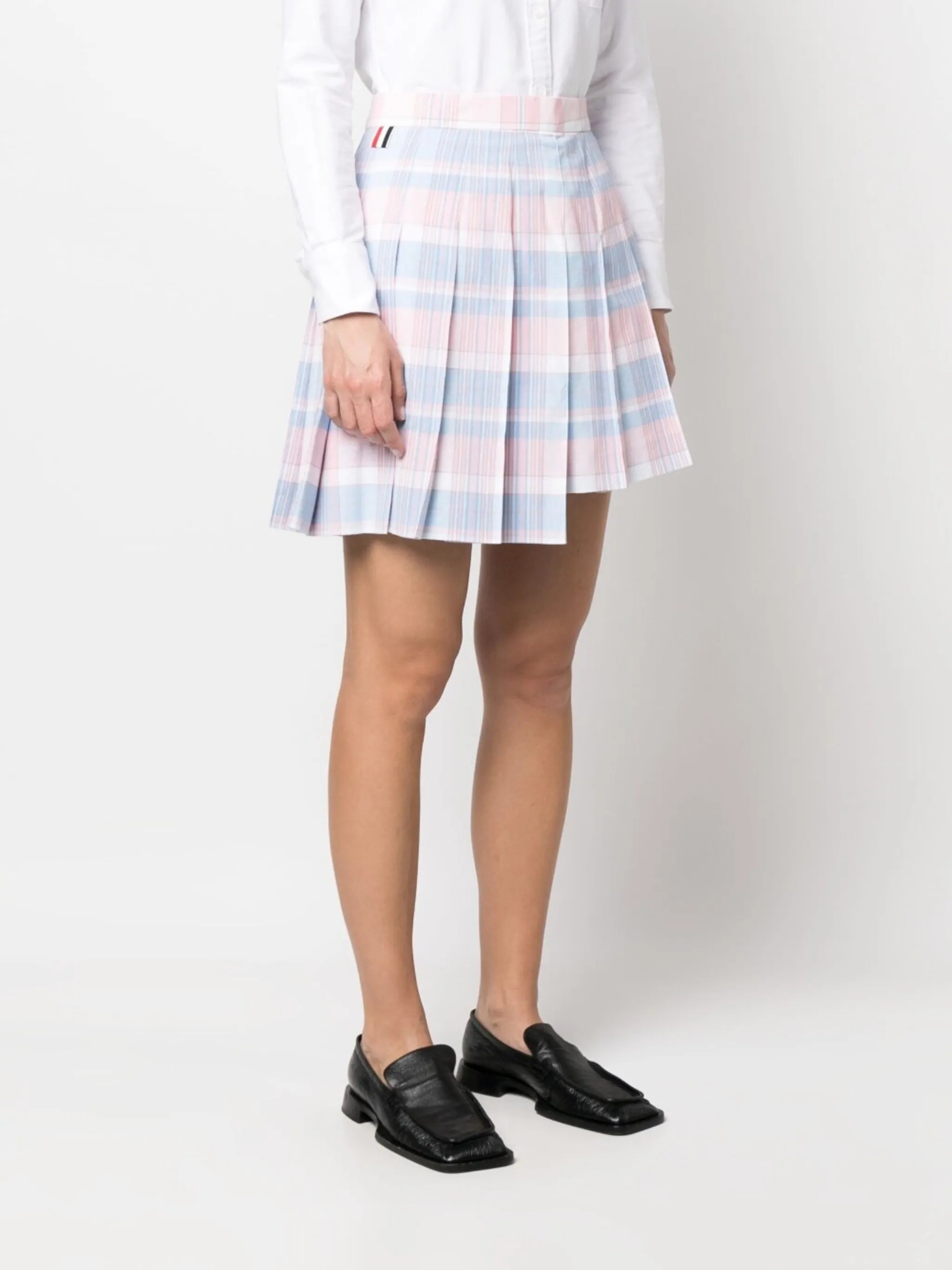 checked pleated miniskirt