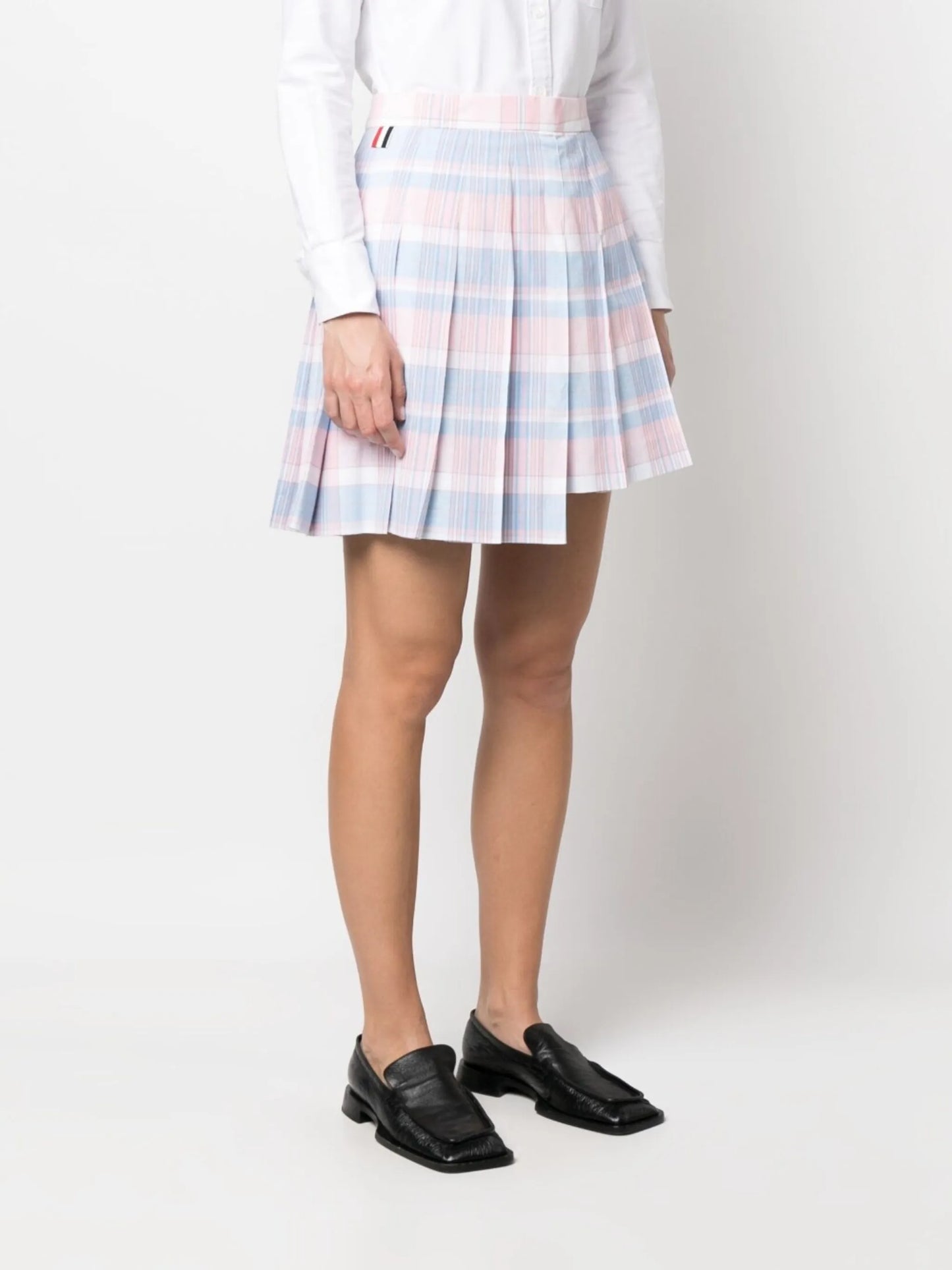 checked pleated miniskirt