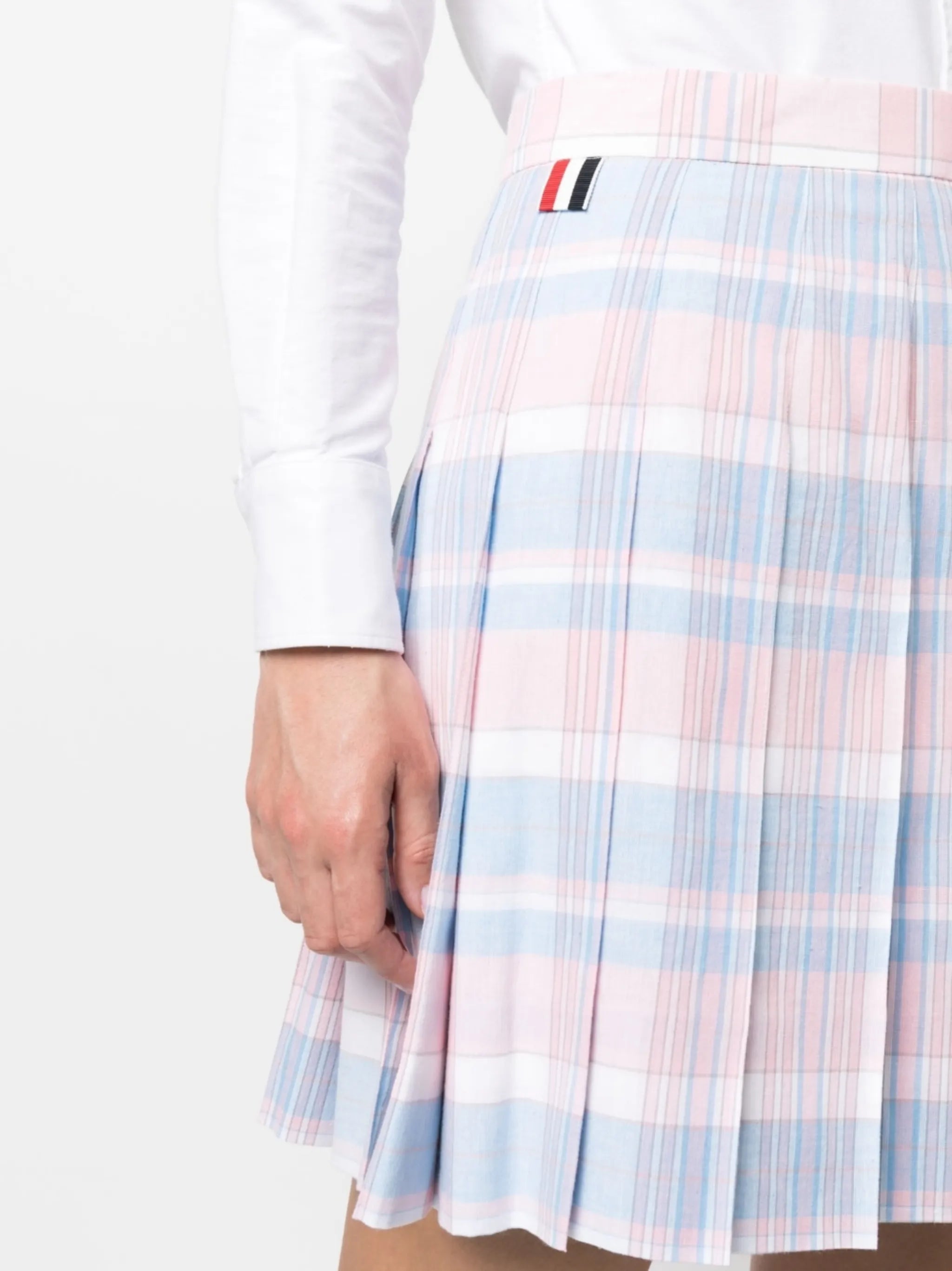 checked pleated miniskirt