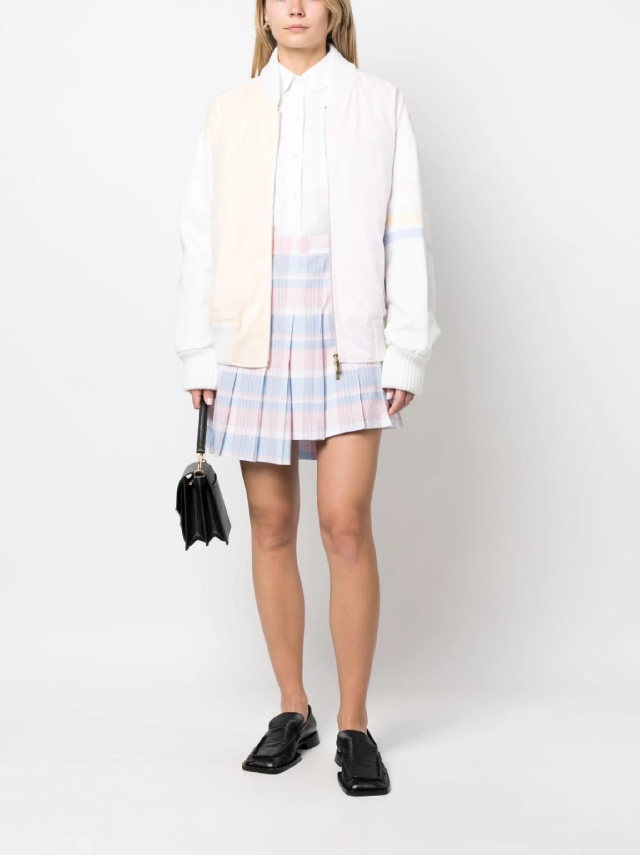checked pleated miniskirt