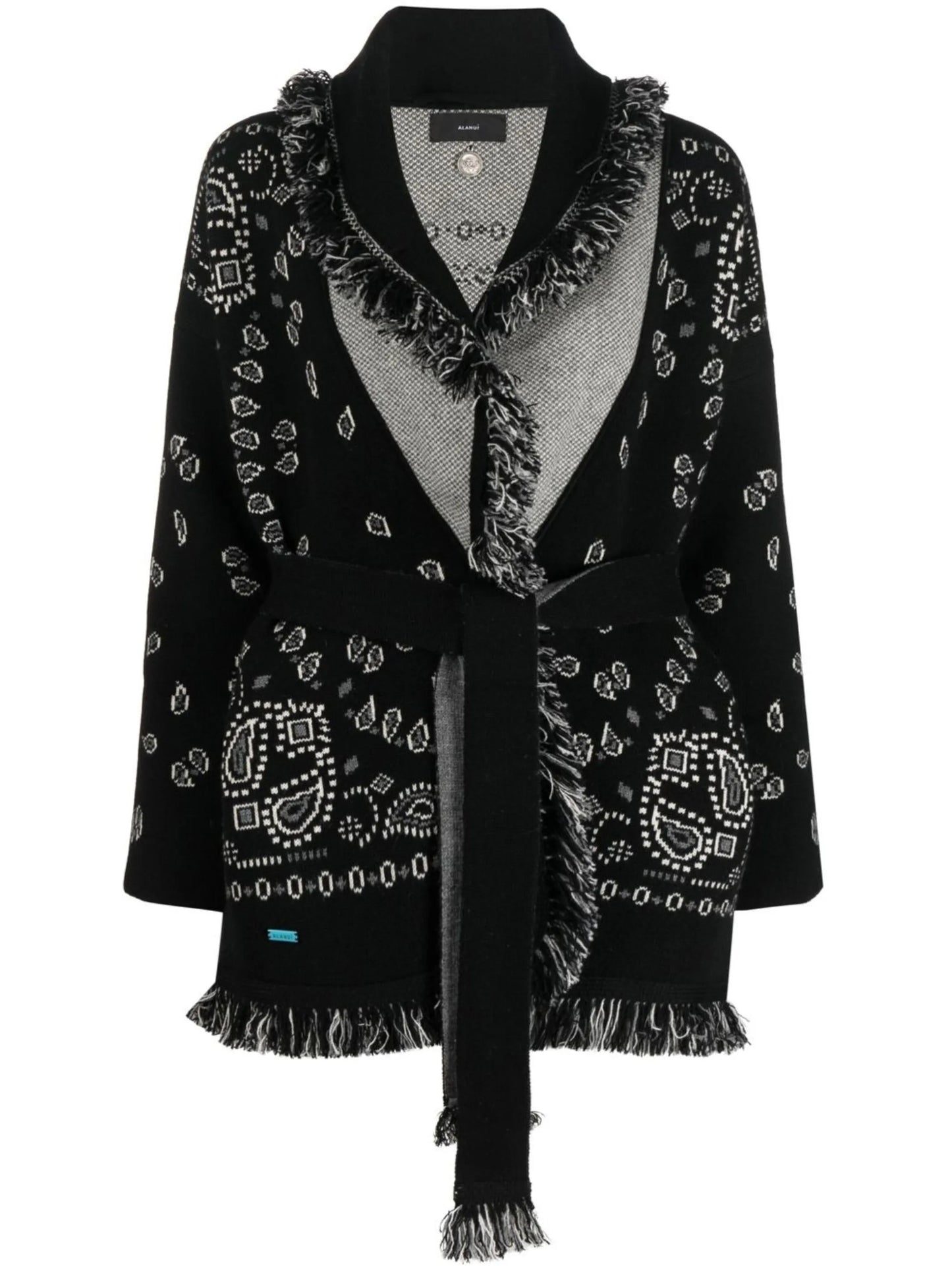 Bandana jacquard belted cardigan