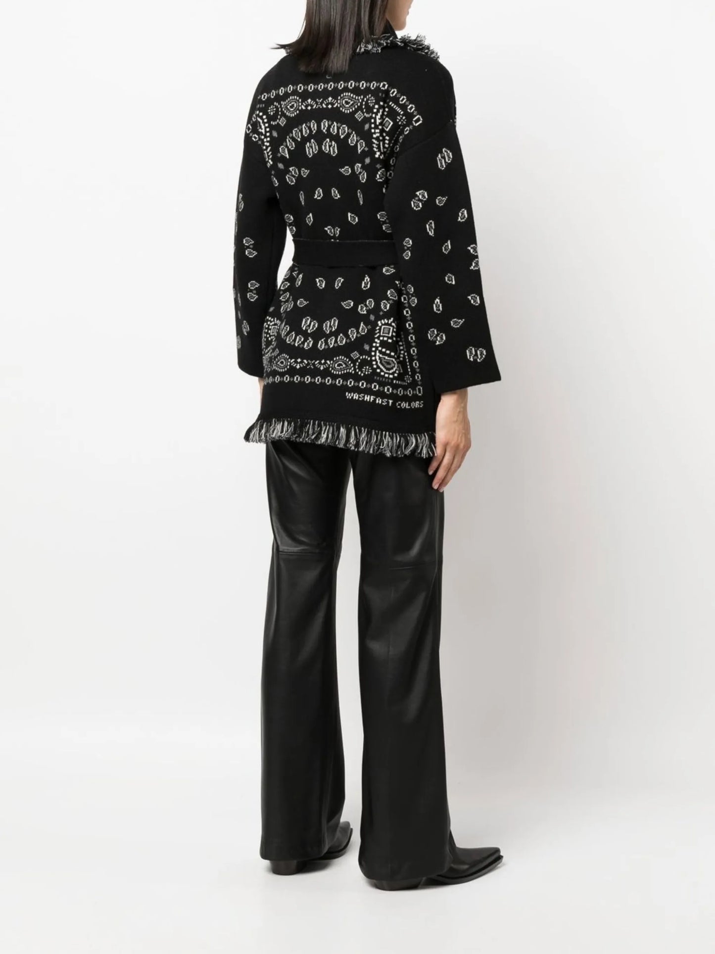 Bandana jacquard belted cardigan