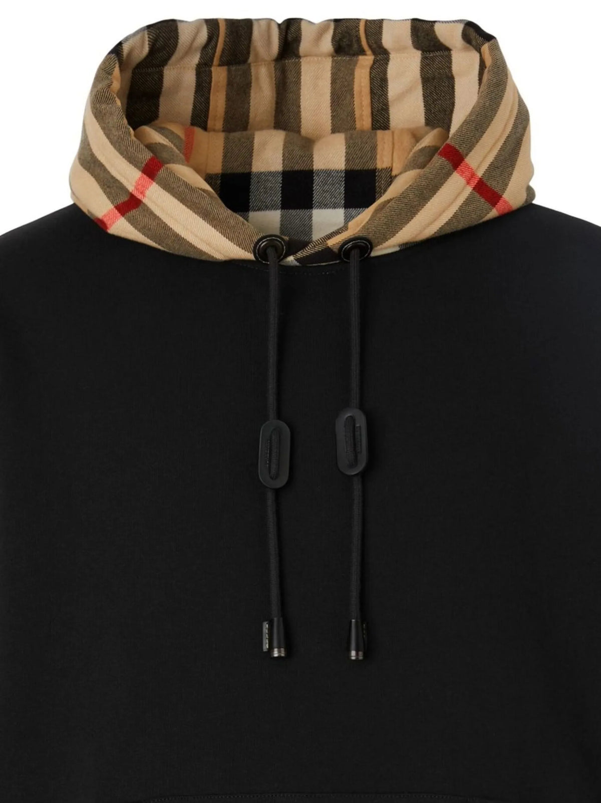 Check-hood cotton hoodie