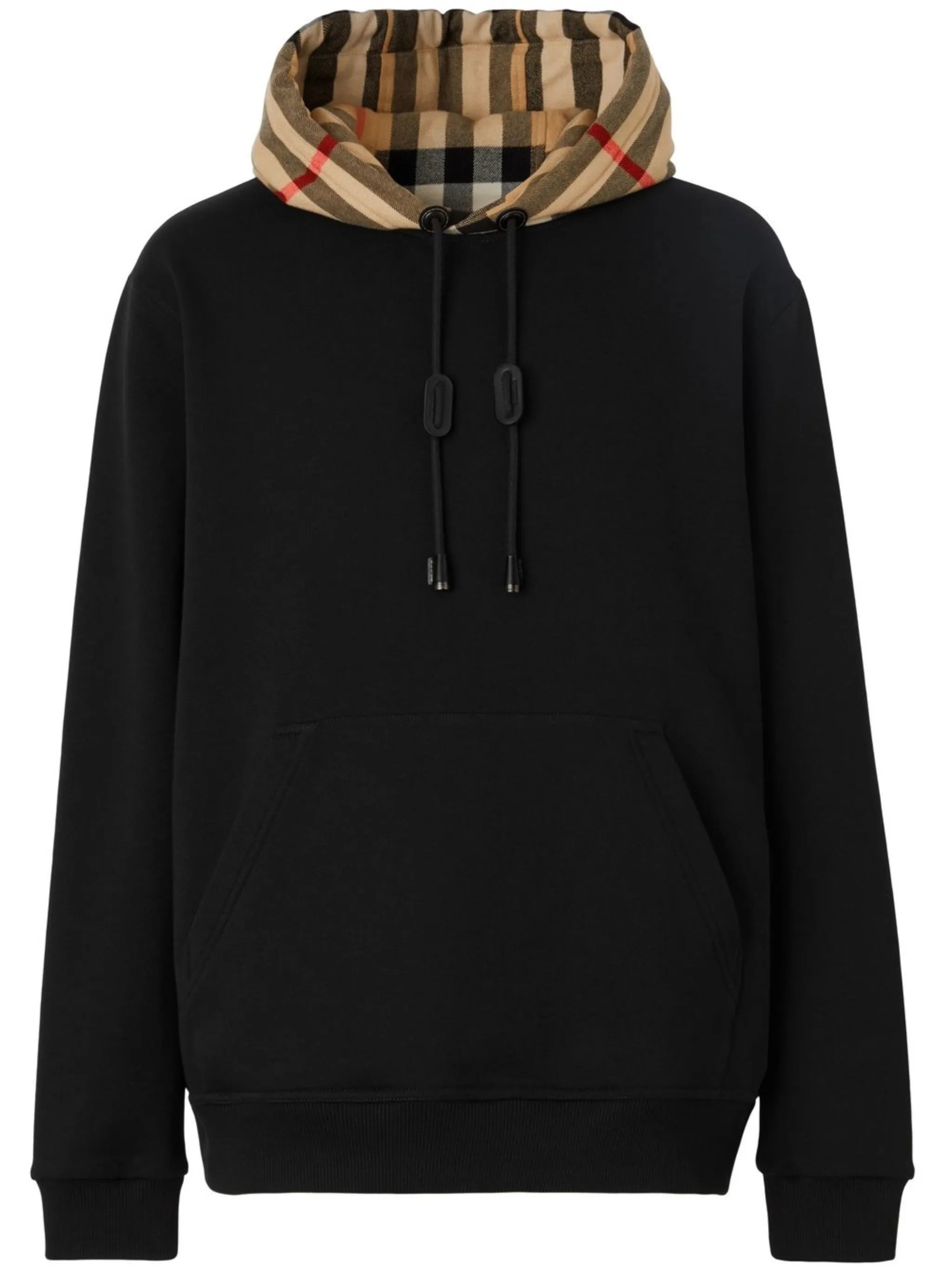 Check-hood cotton hoodie