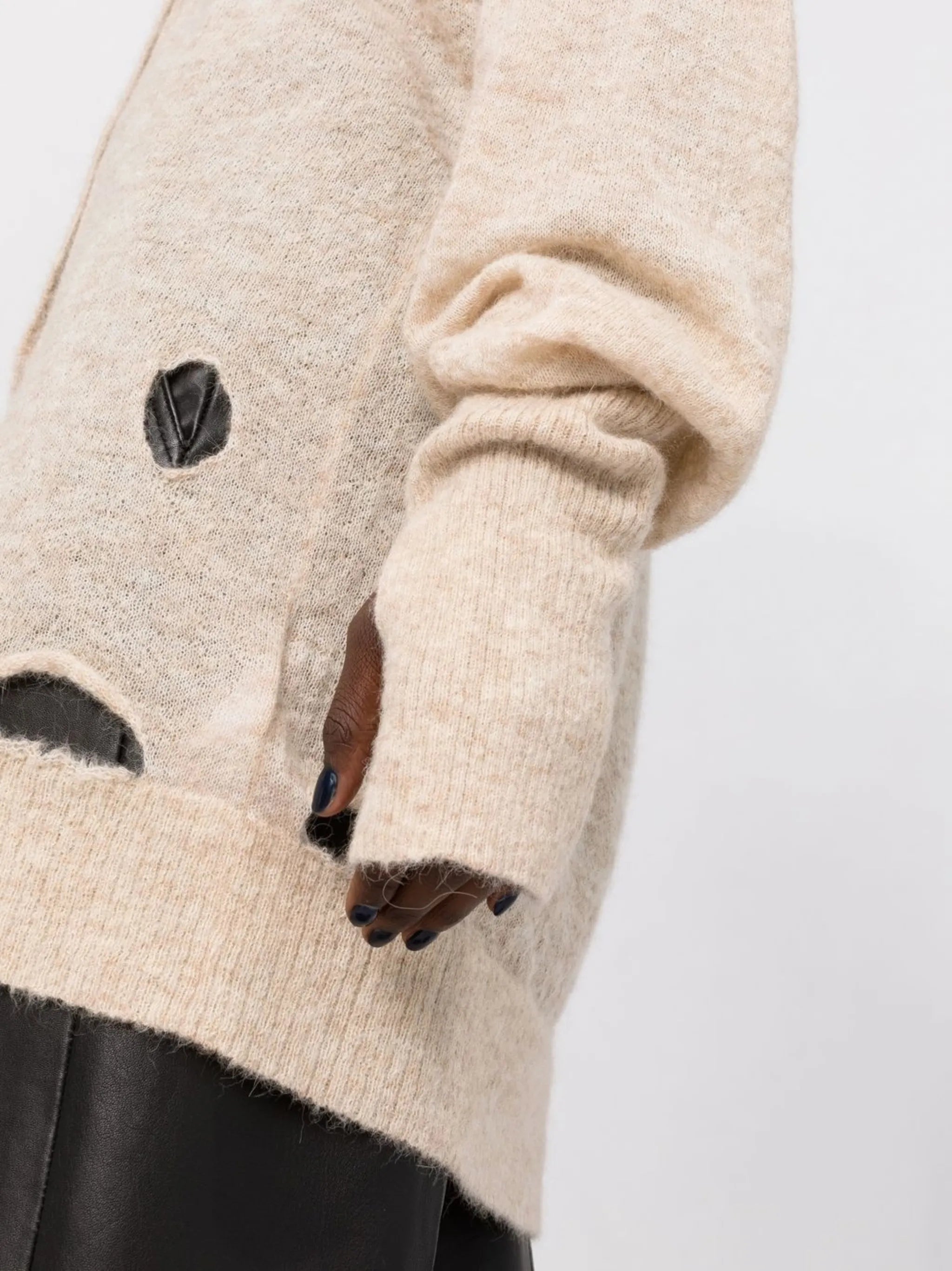 distressed V-neck cardigan
