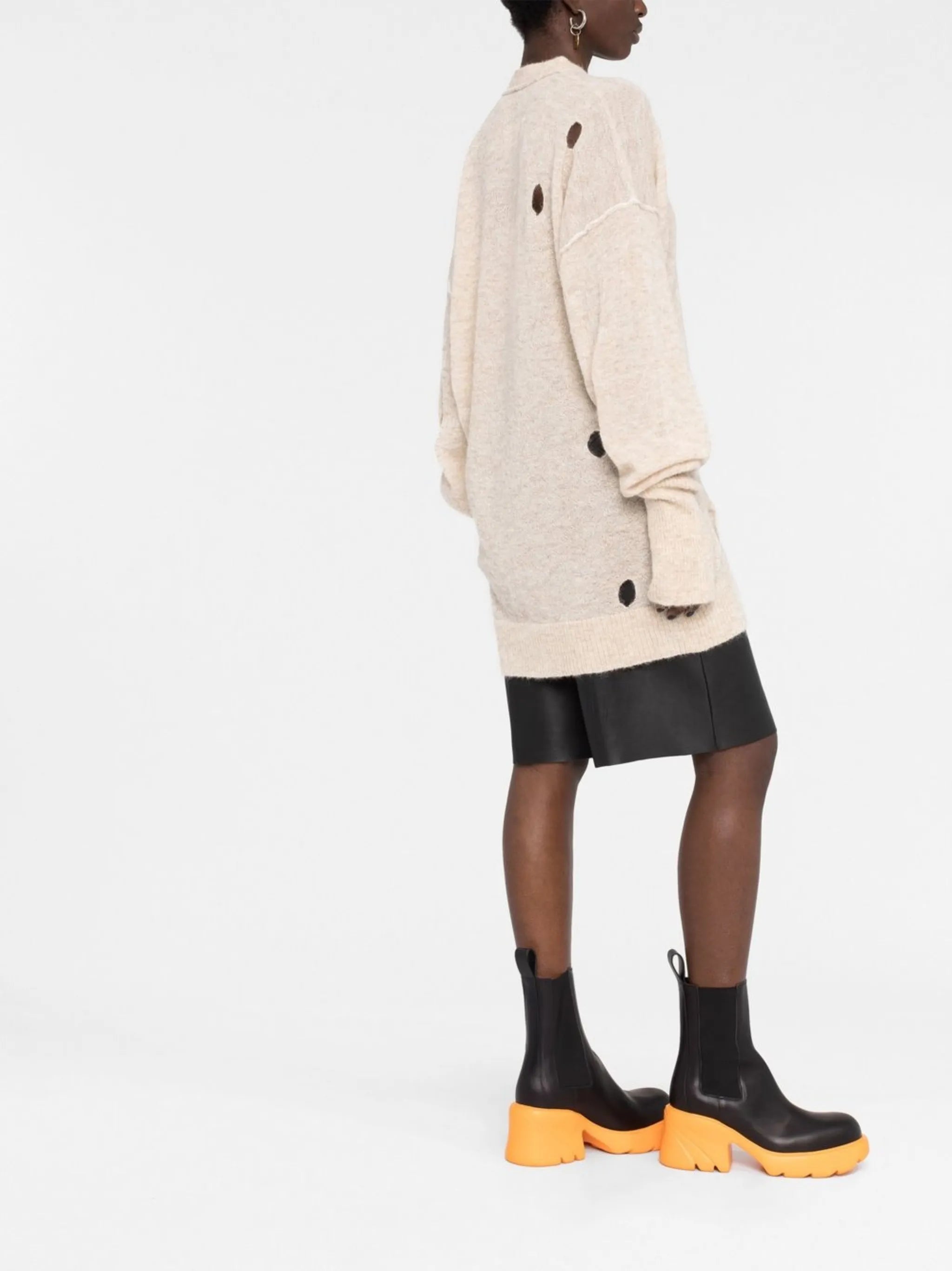 distressed V-neck cardigan