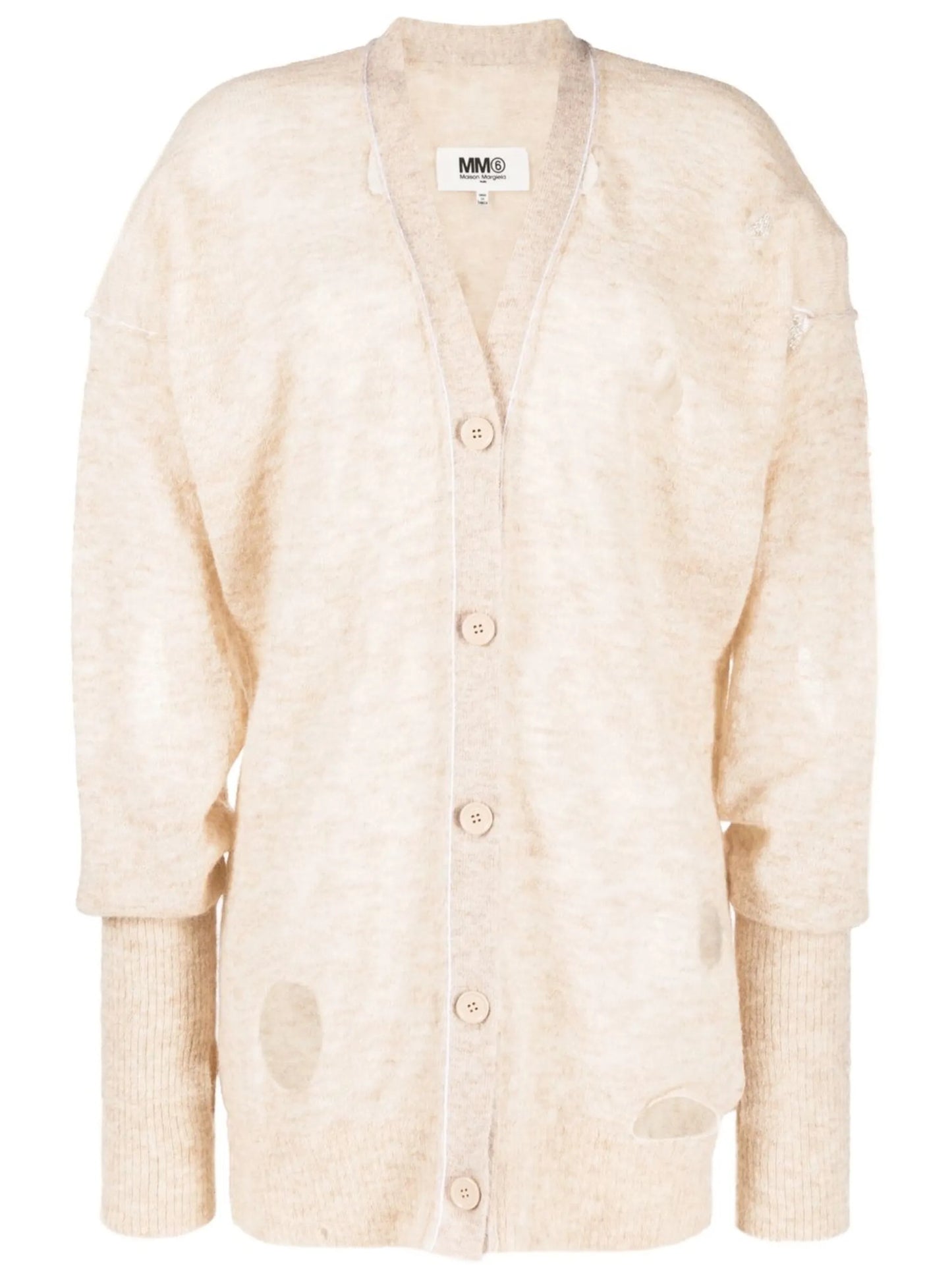 distressed V-neck cardigan