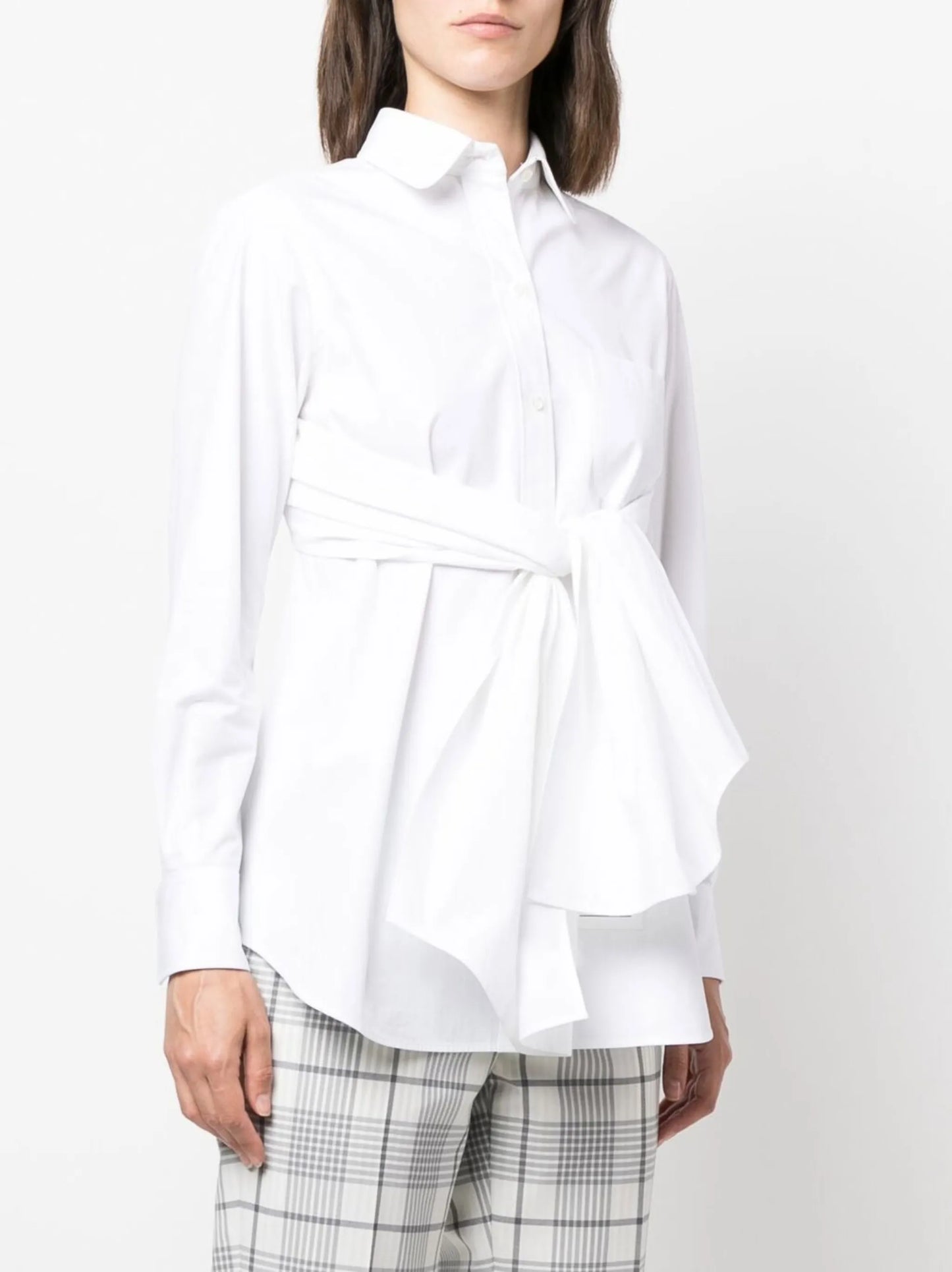 cross-strap belted waist shirt