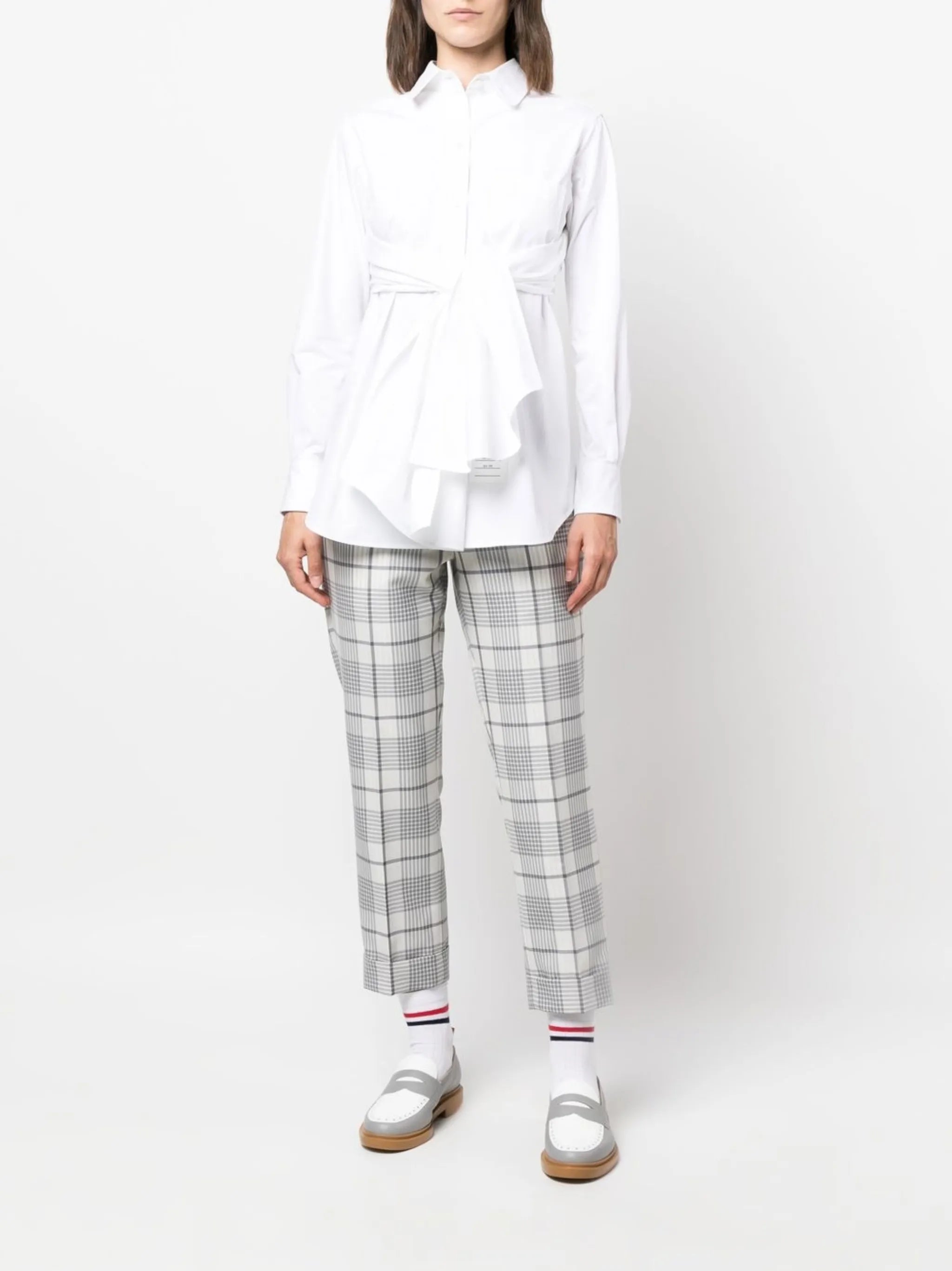 cross-strap belted waist shirt