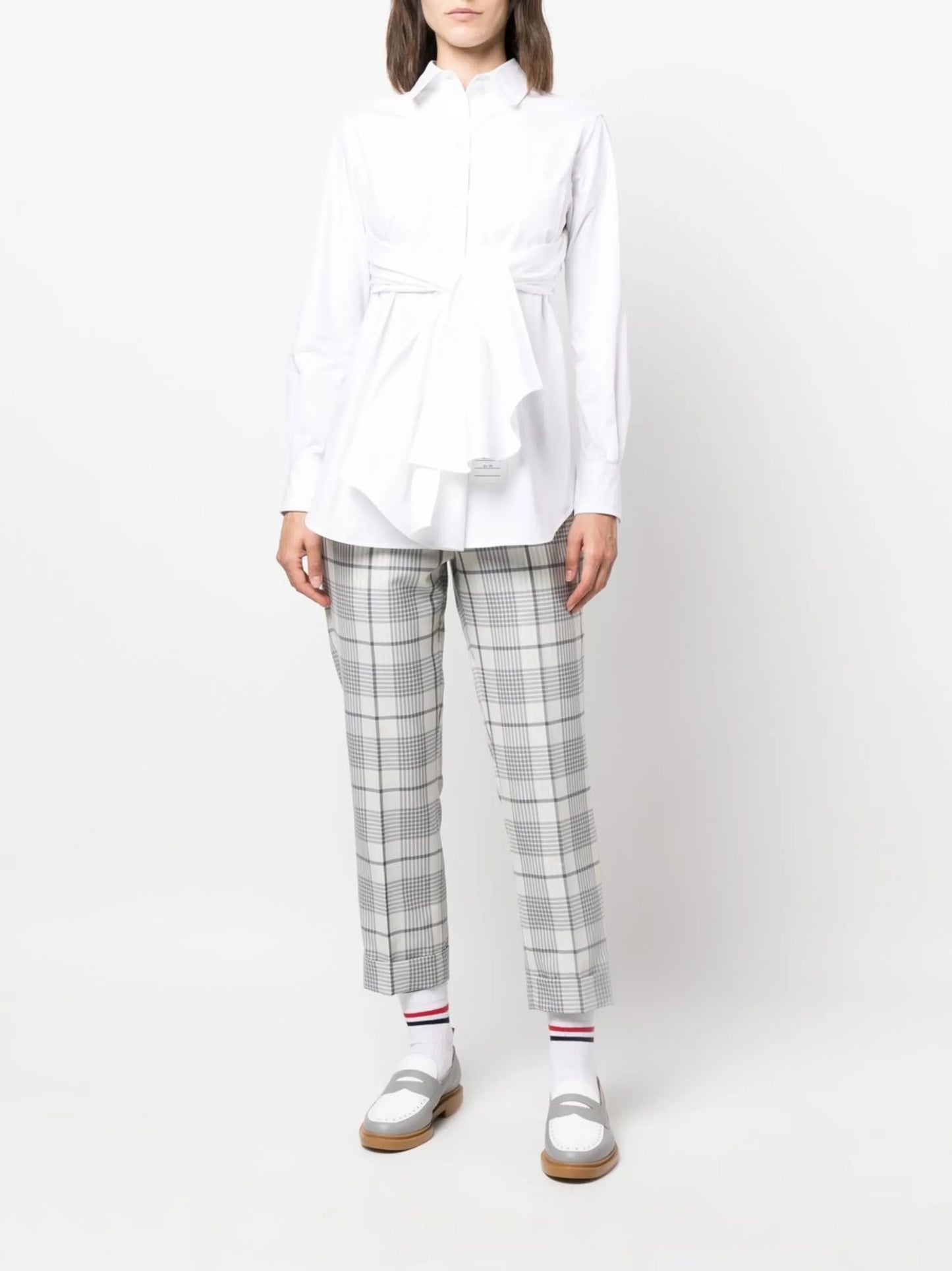 cross-strap belted waist shirt