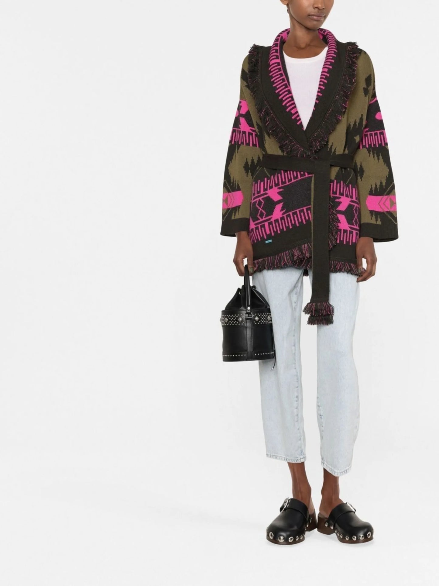 Icon geometric-jacquard cardigan