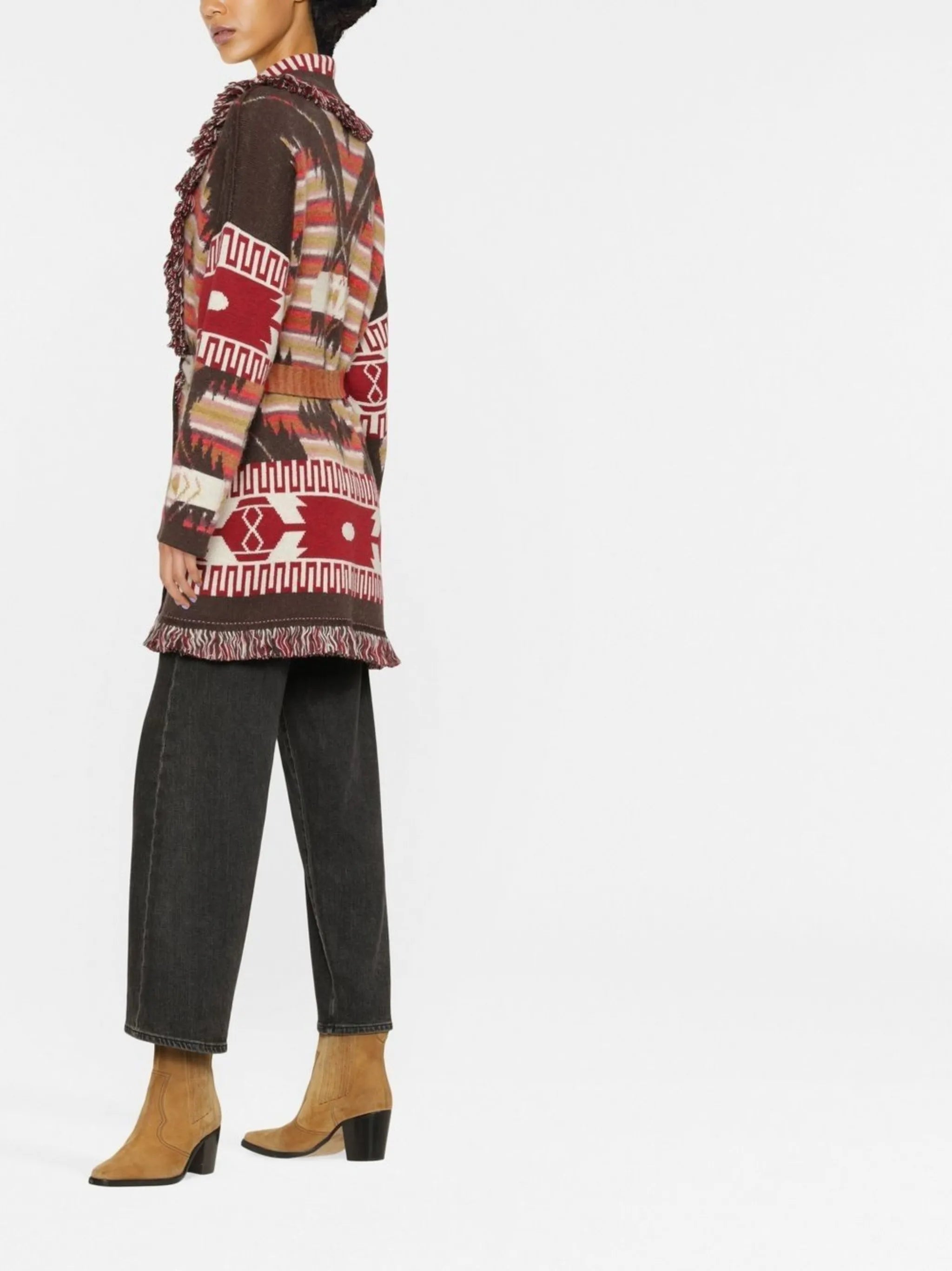 Aztec pattern knit cardi-coat