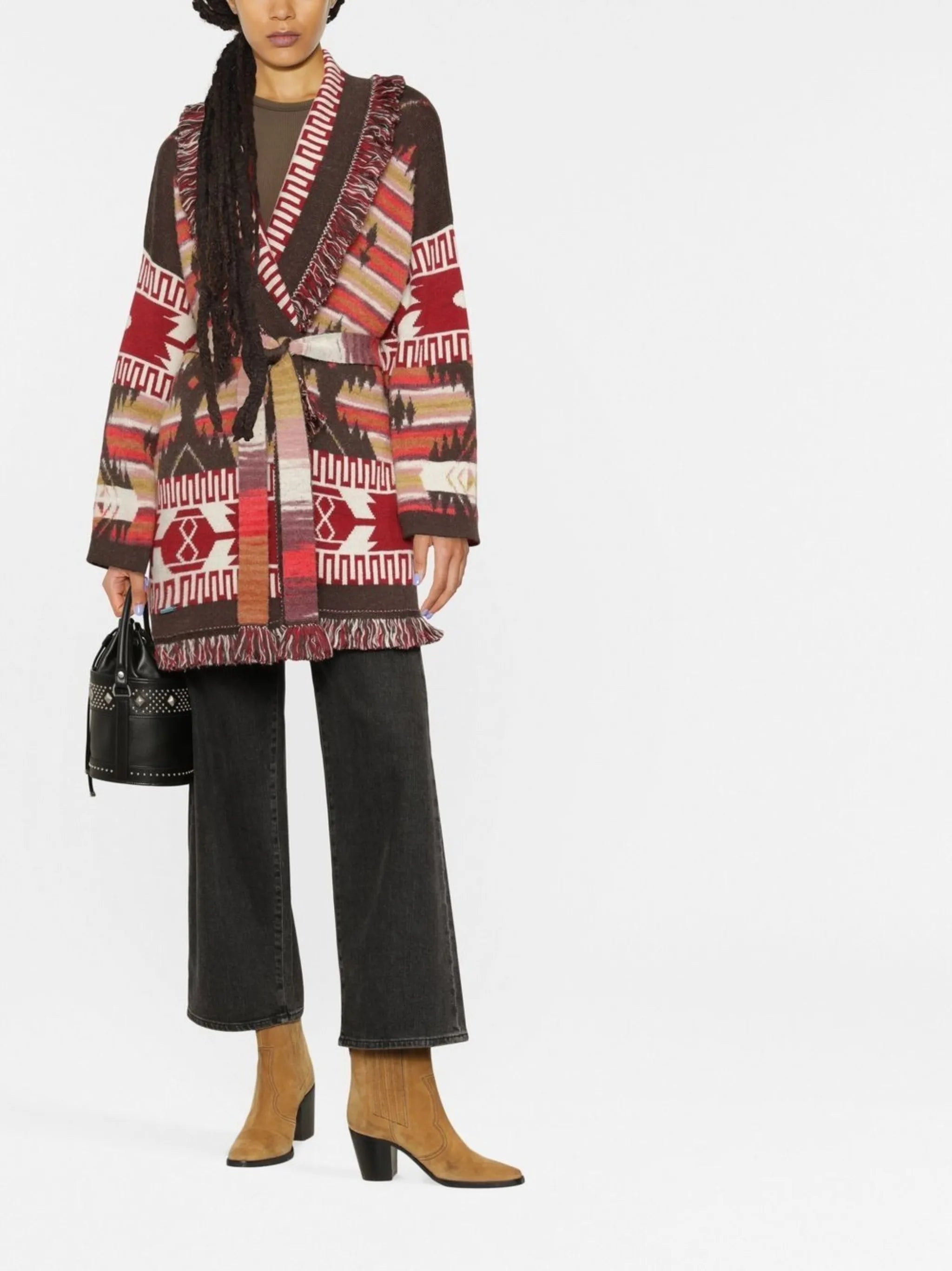 Aztec pattern knit cardi-coat