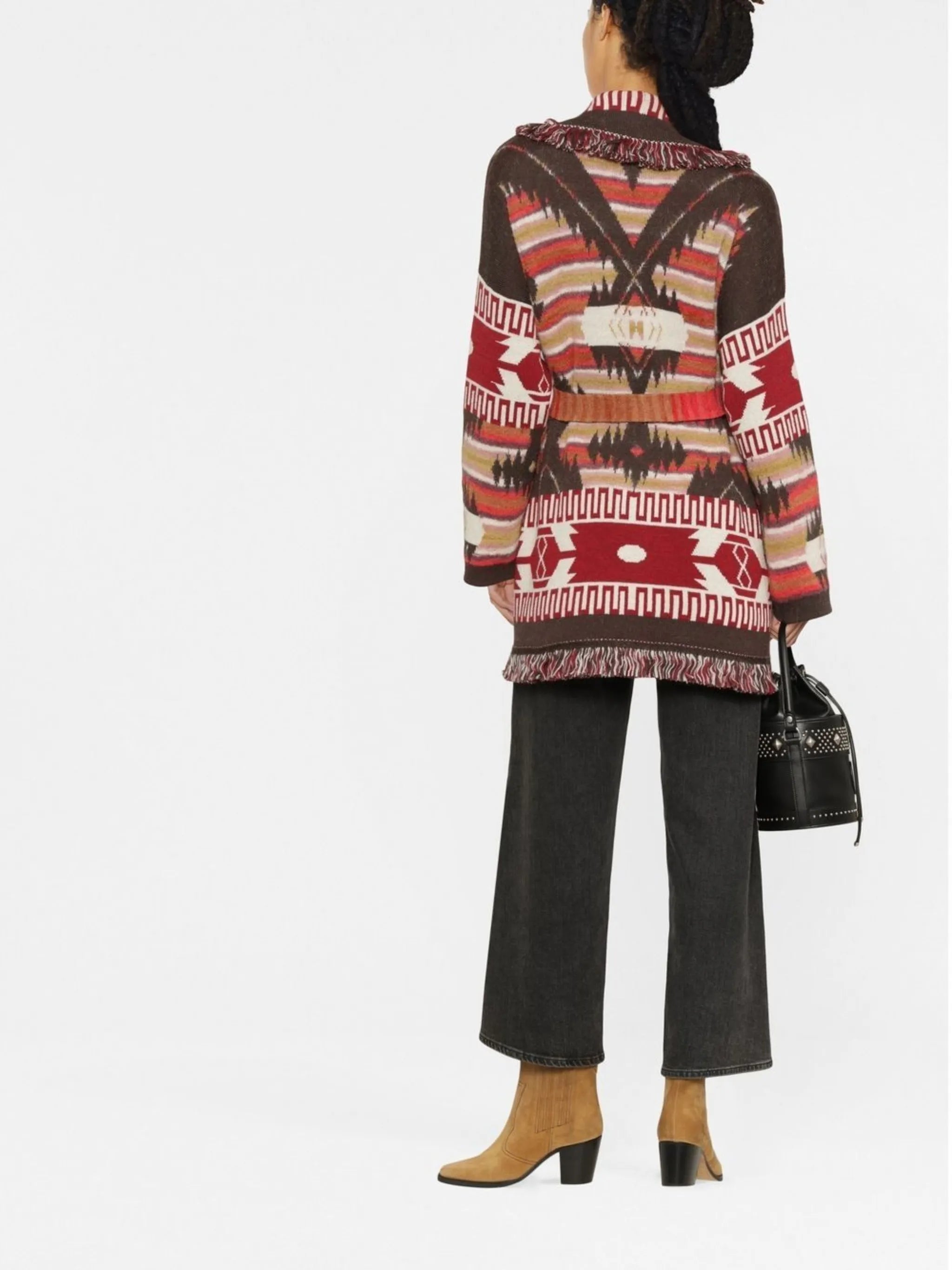 Aztec pattern knit cardi-coat