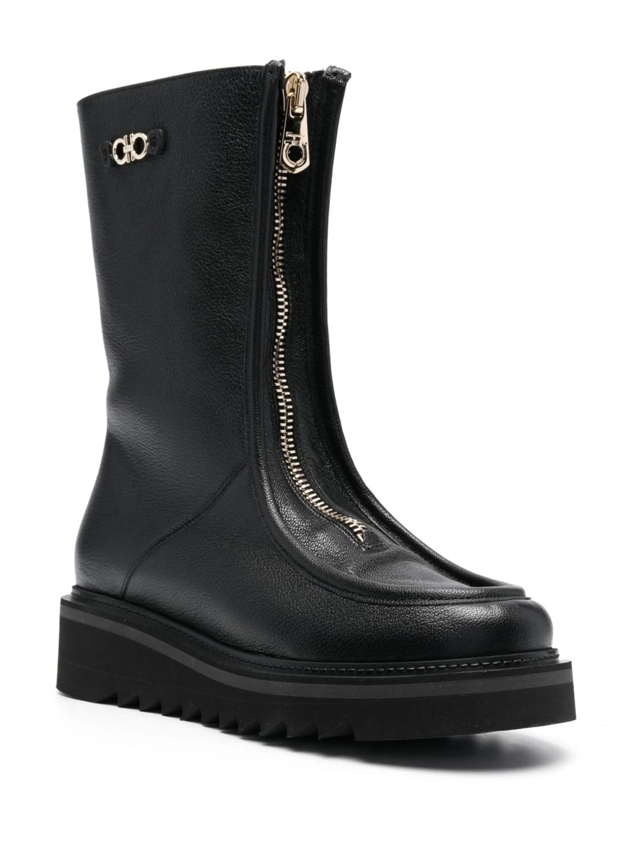 50mm zip-front leather boots