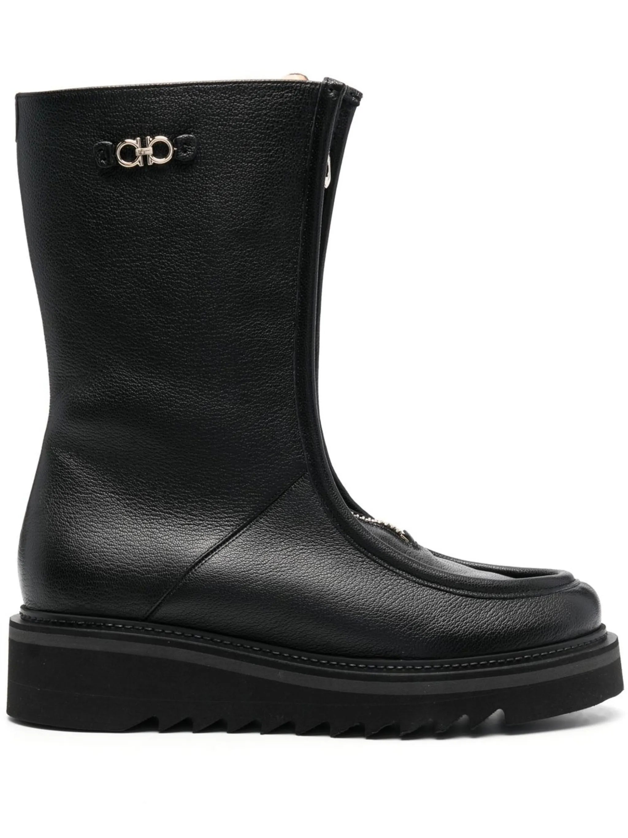 50mm zip-front leather boots