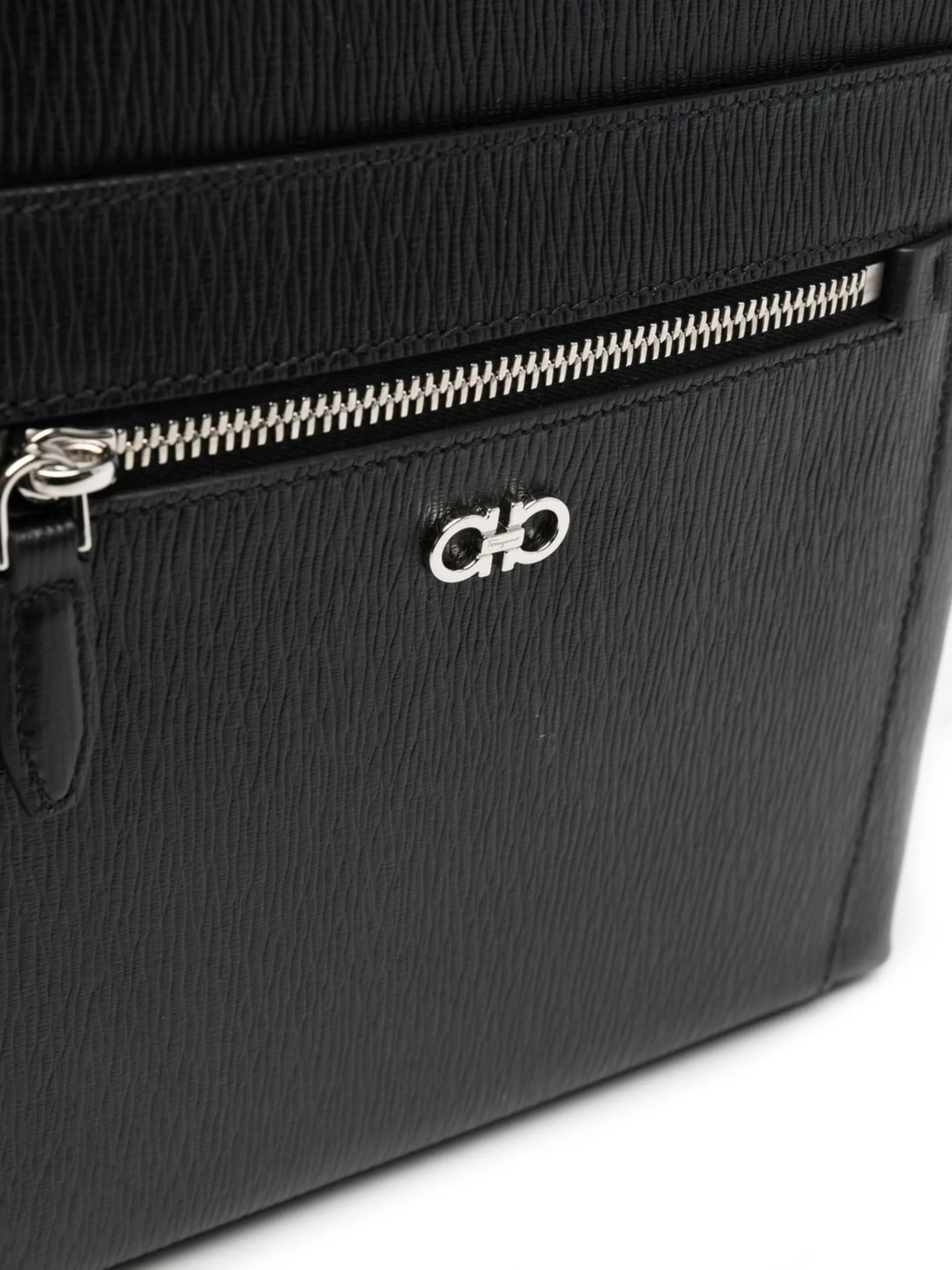 logo-plaque leather messenger bag
