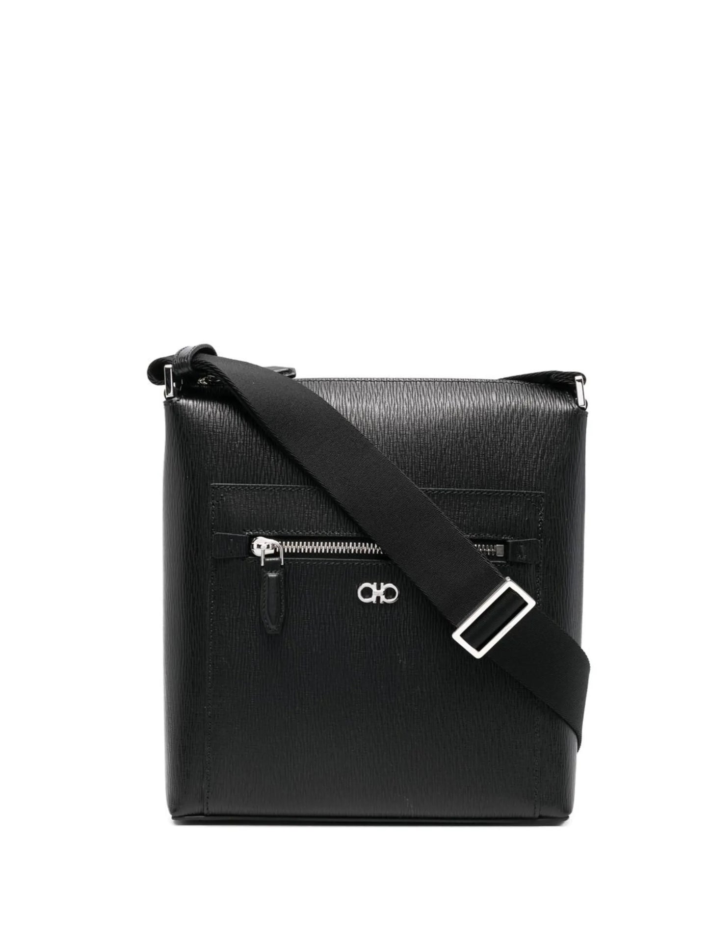 logo-plaque leather messenger bag