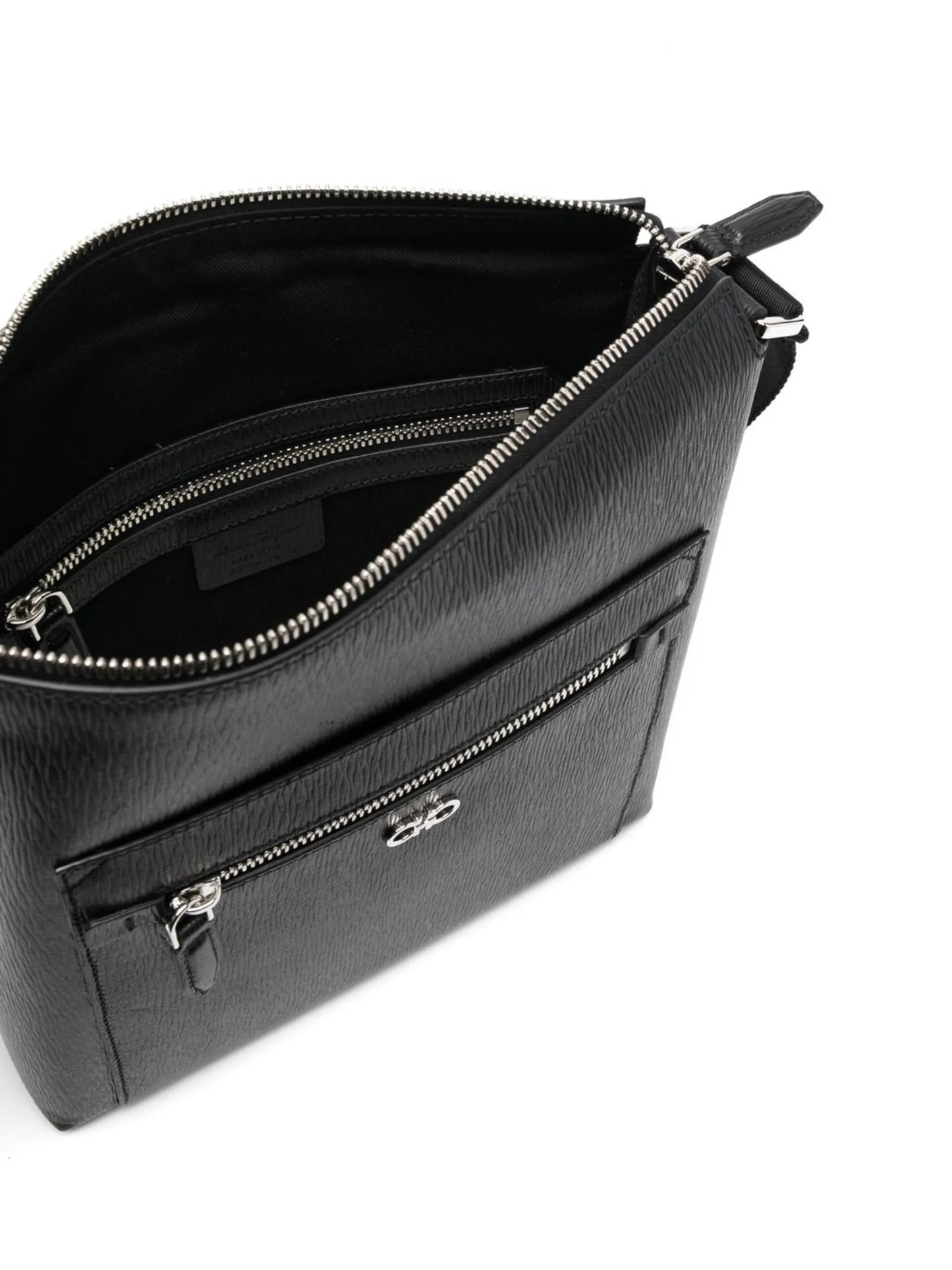 logo-plaque leather messenger bag