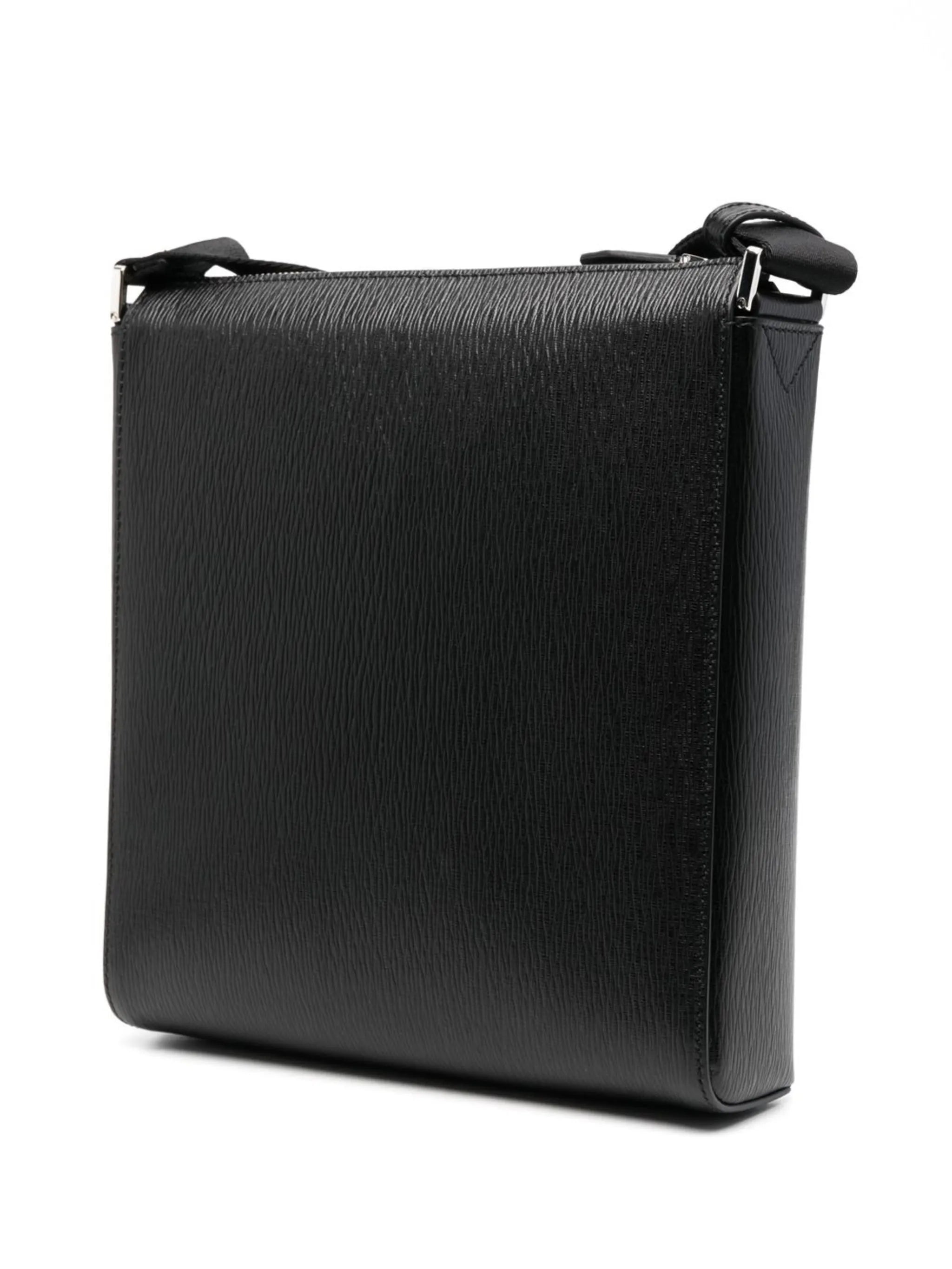 logo-plaque leather messenger bag