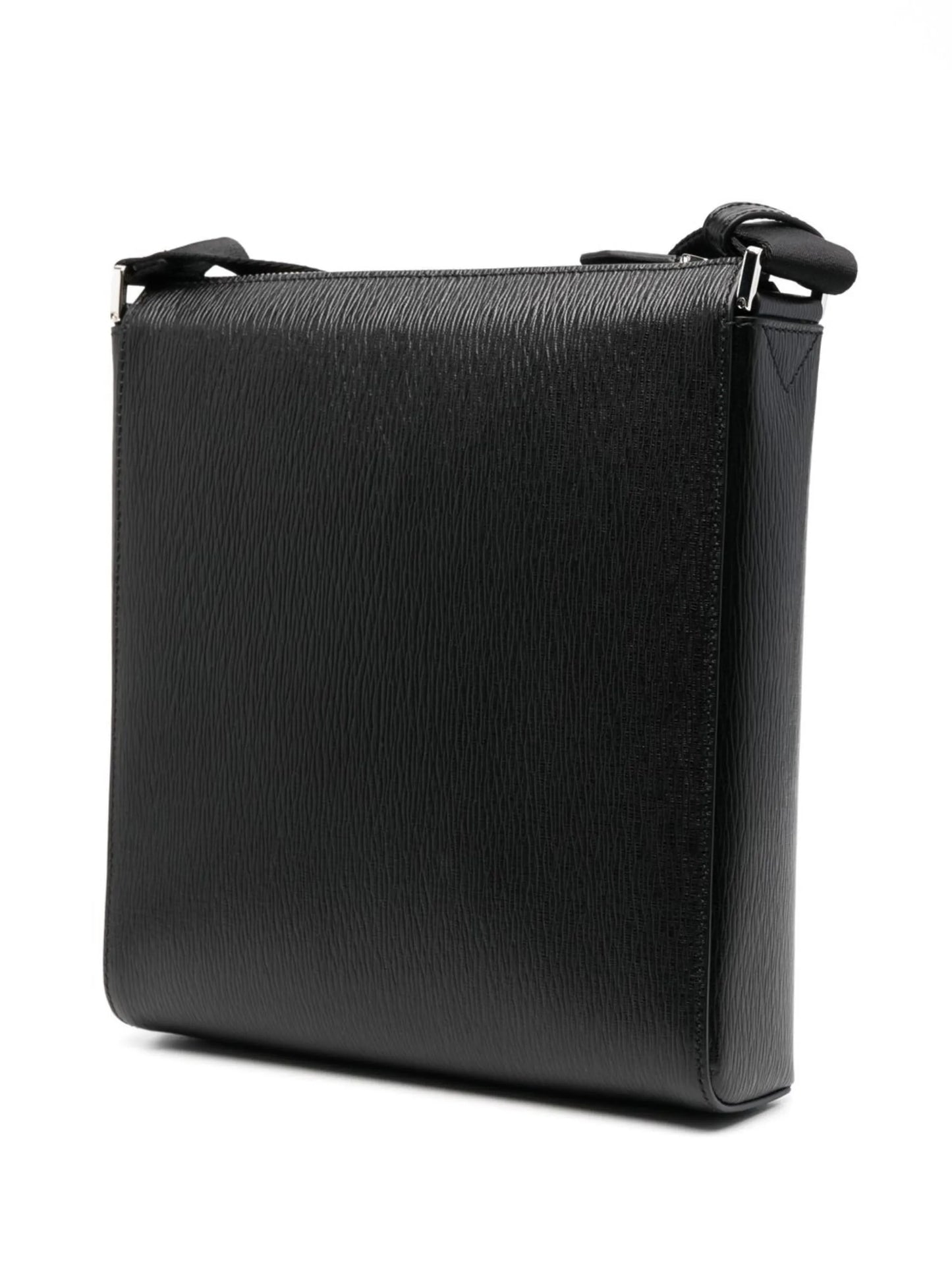 logo-plaque leather messenger bag