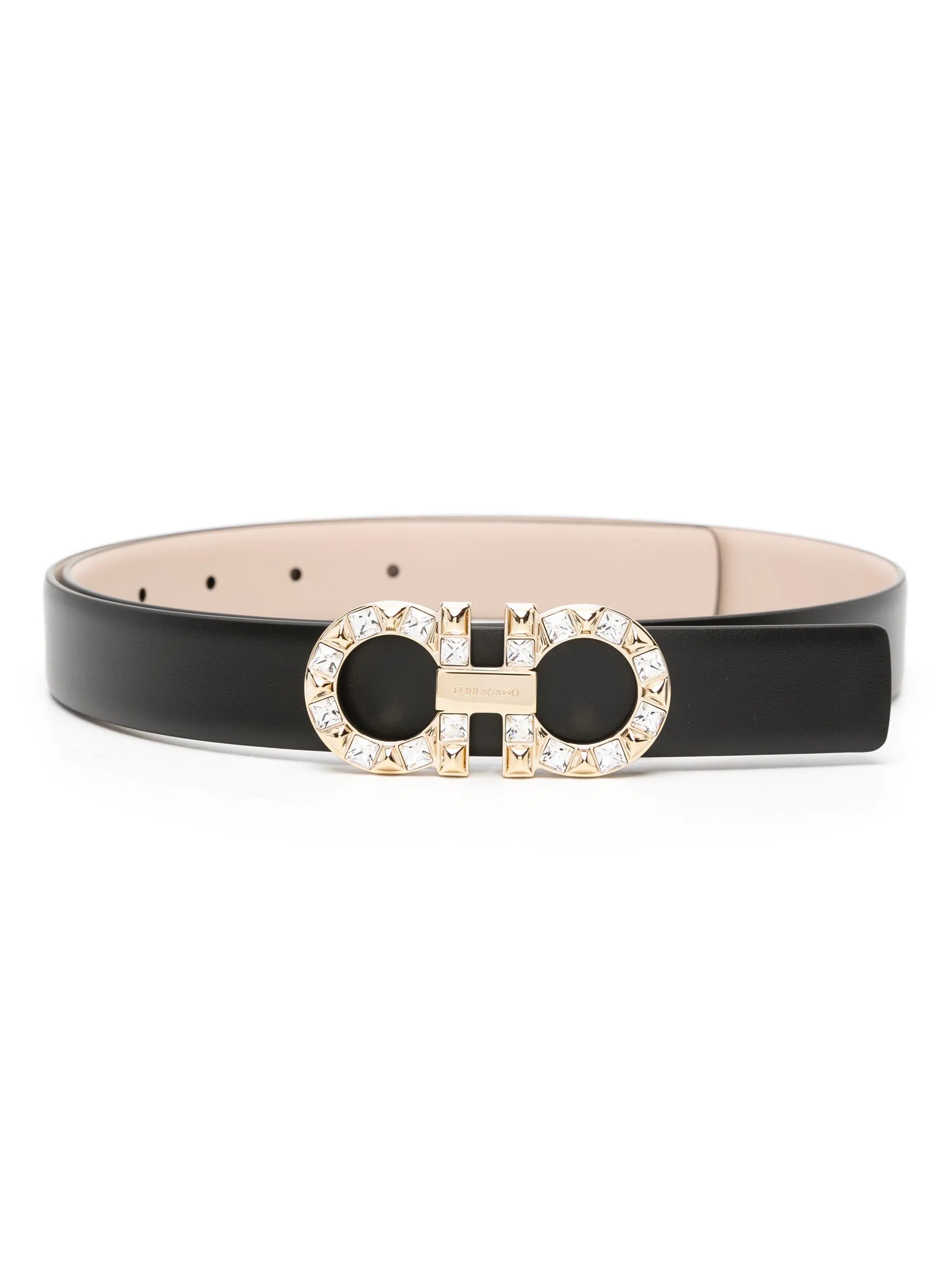 leather logo-plaque belt