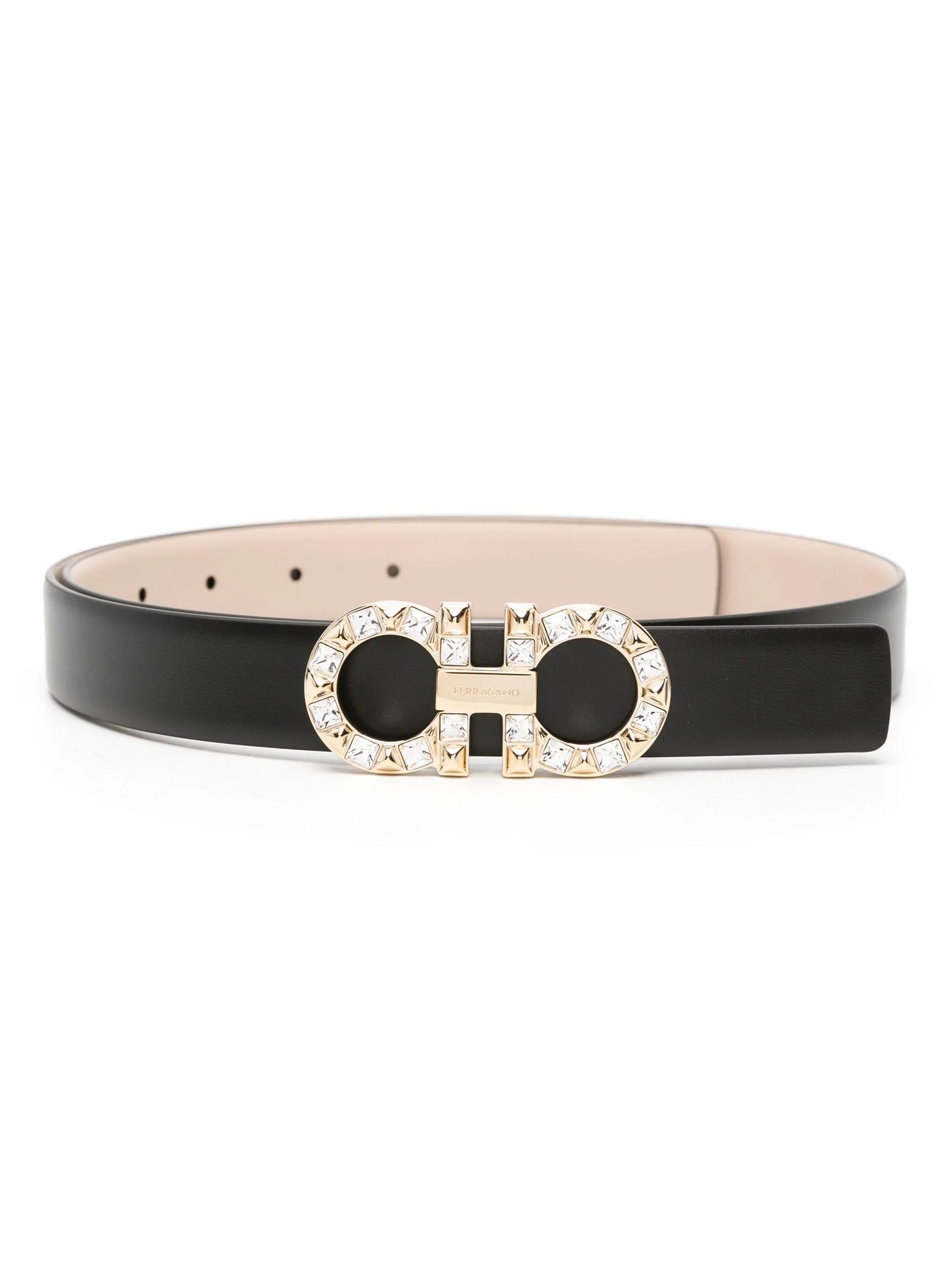 leather logo-plaque belt