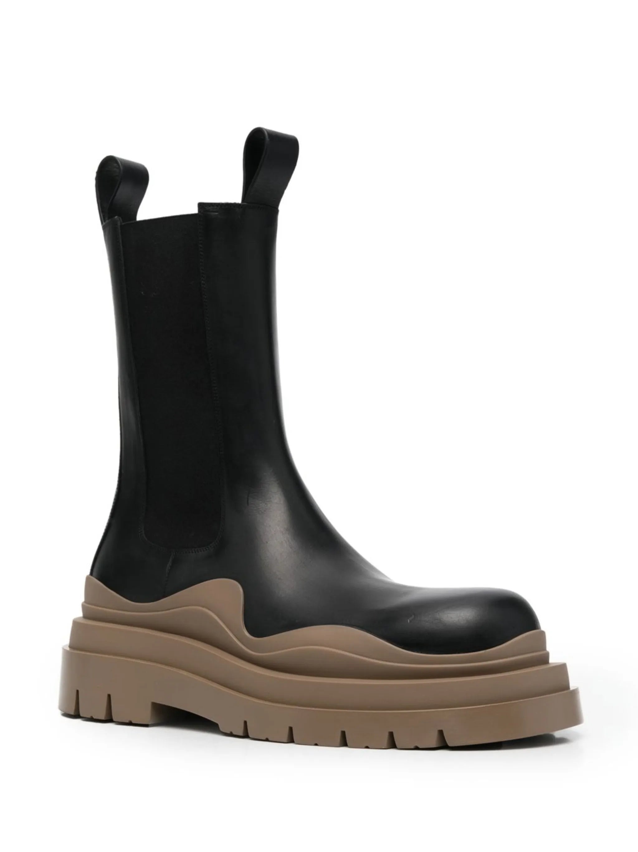 Tire contrasting-panel ankle boots