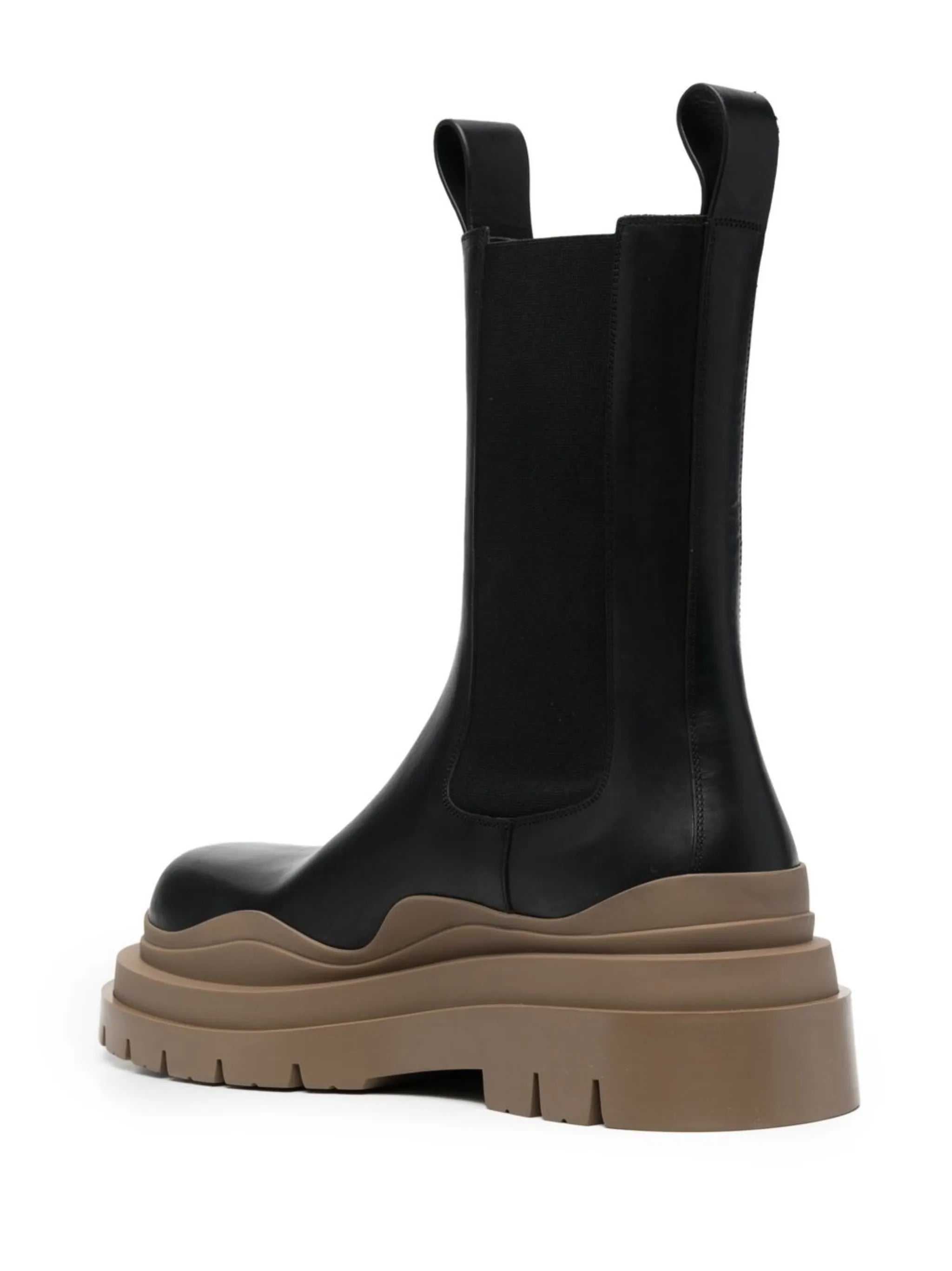 Tire contrasting-panel ankle boots