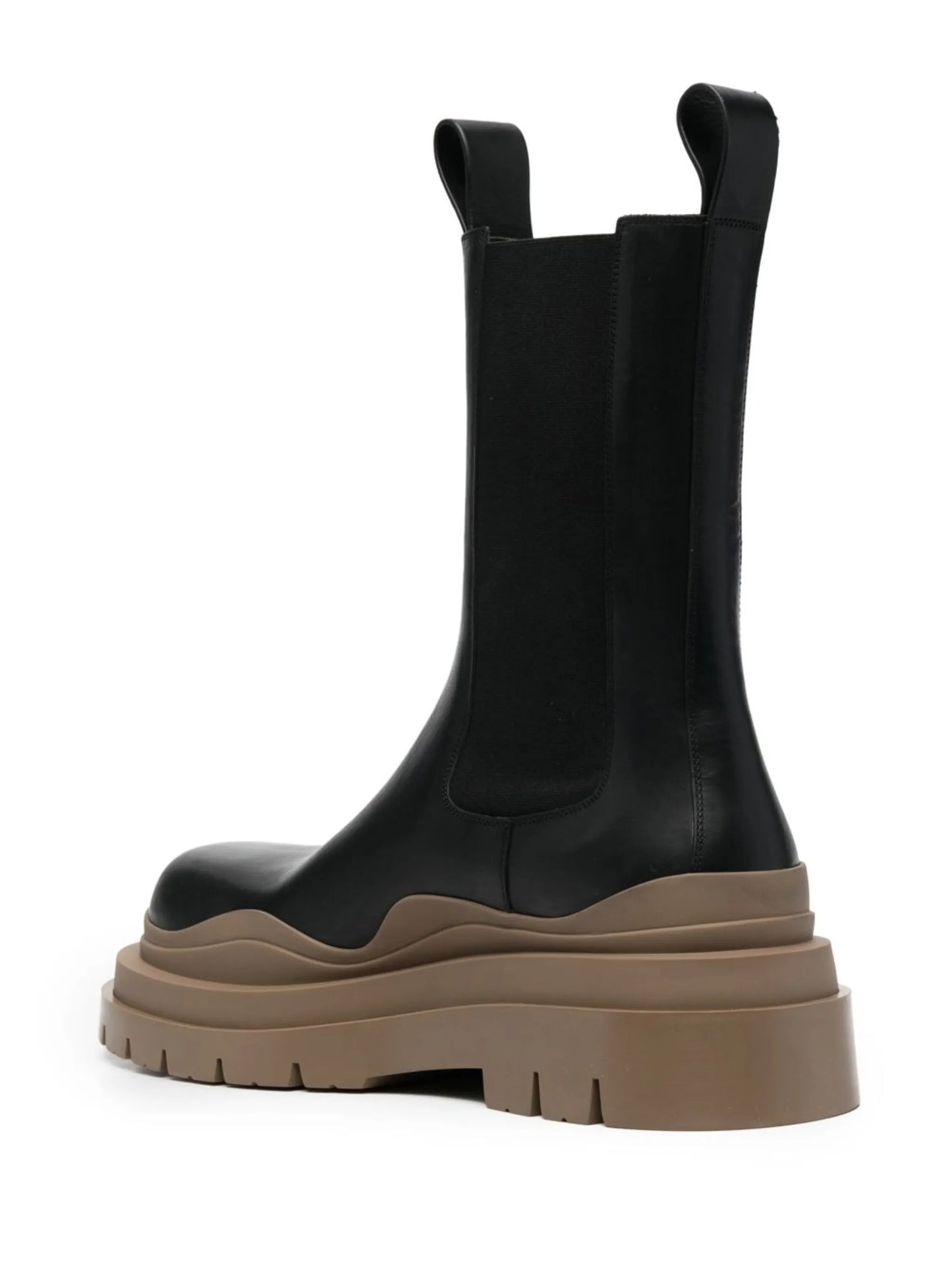 Tire contrasting-panel ankle boots