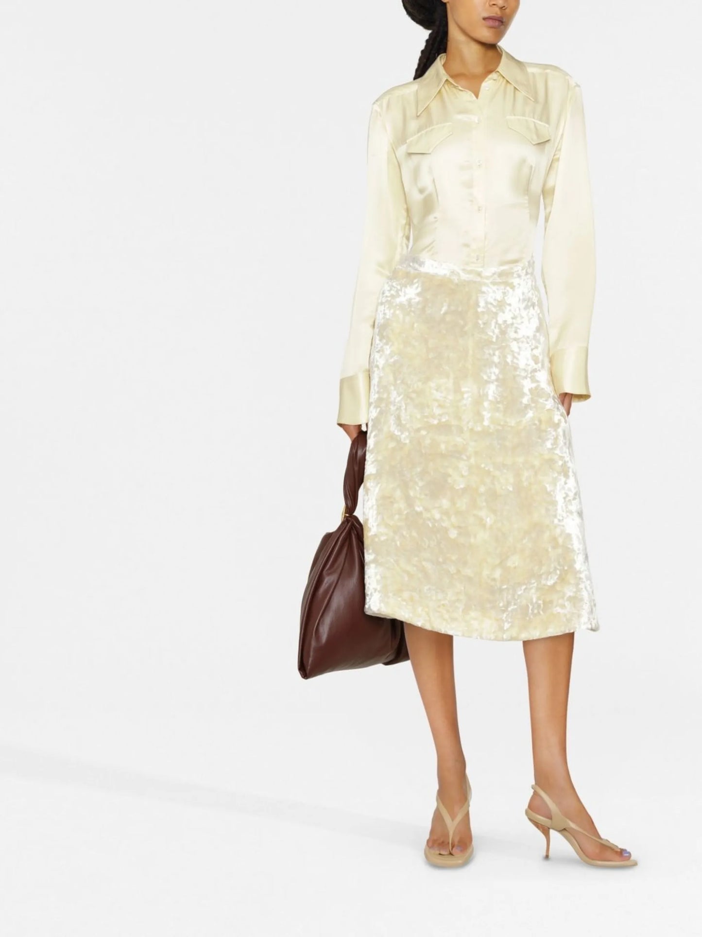 textured mid-length skirt