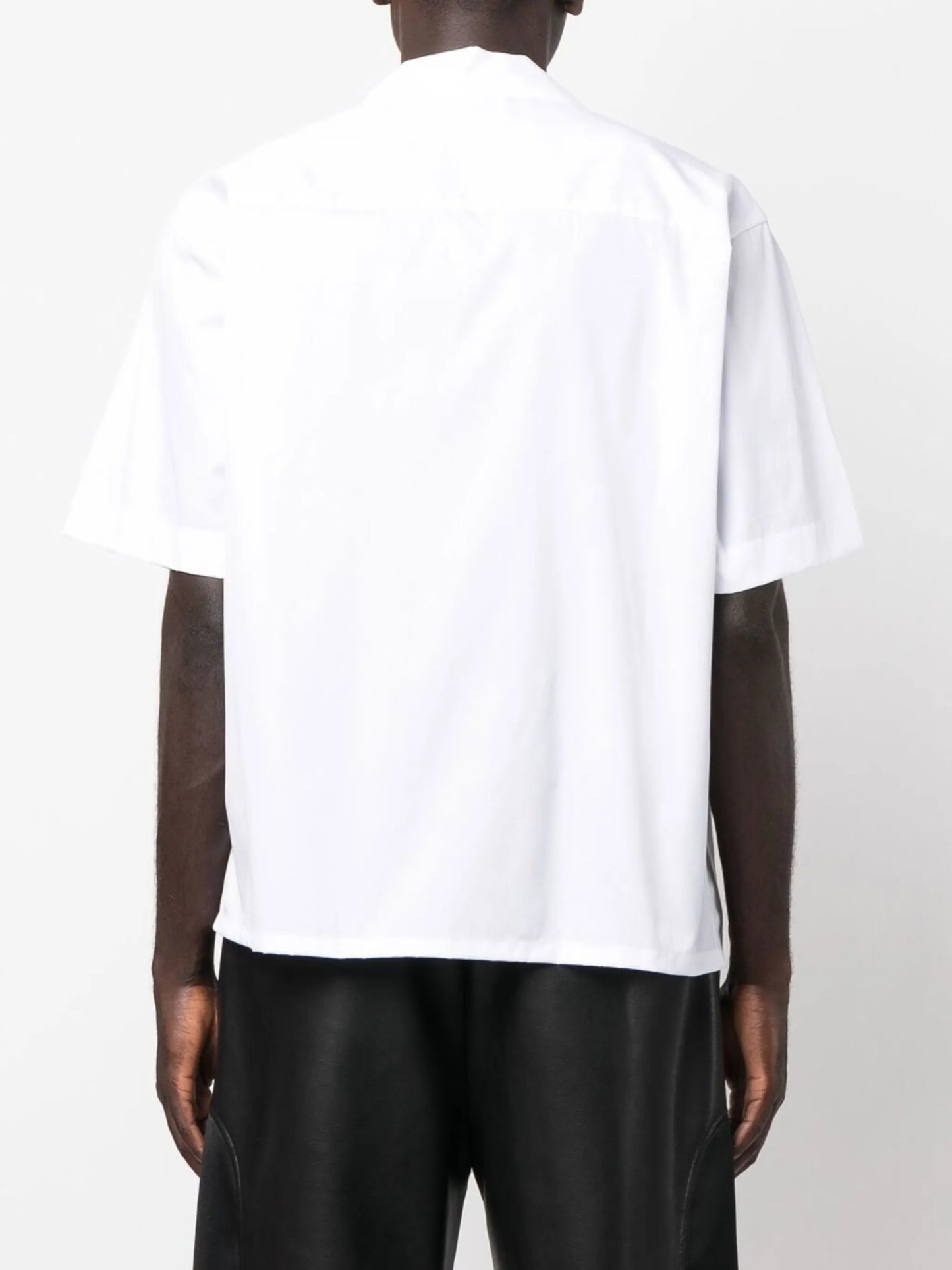 logo-print poplin bowling shirt